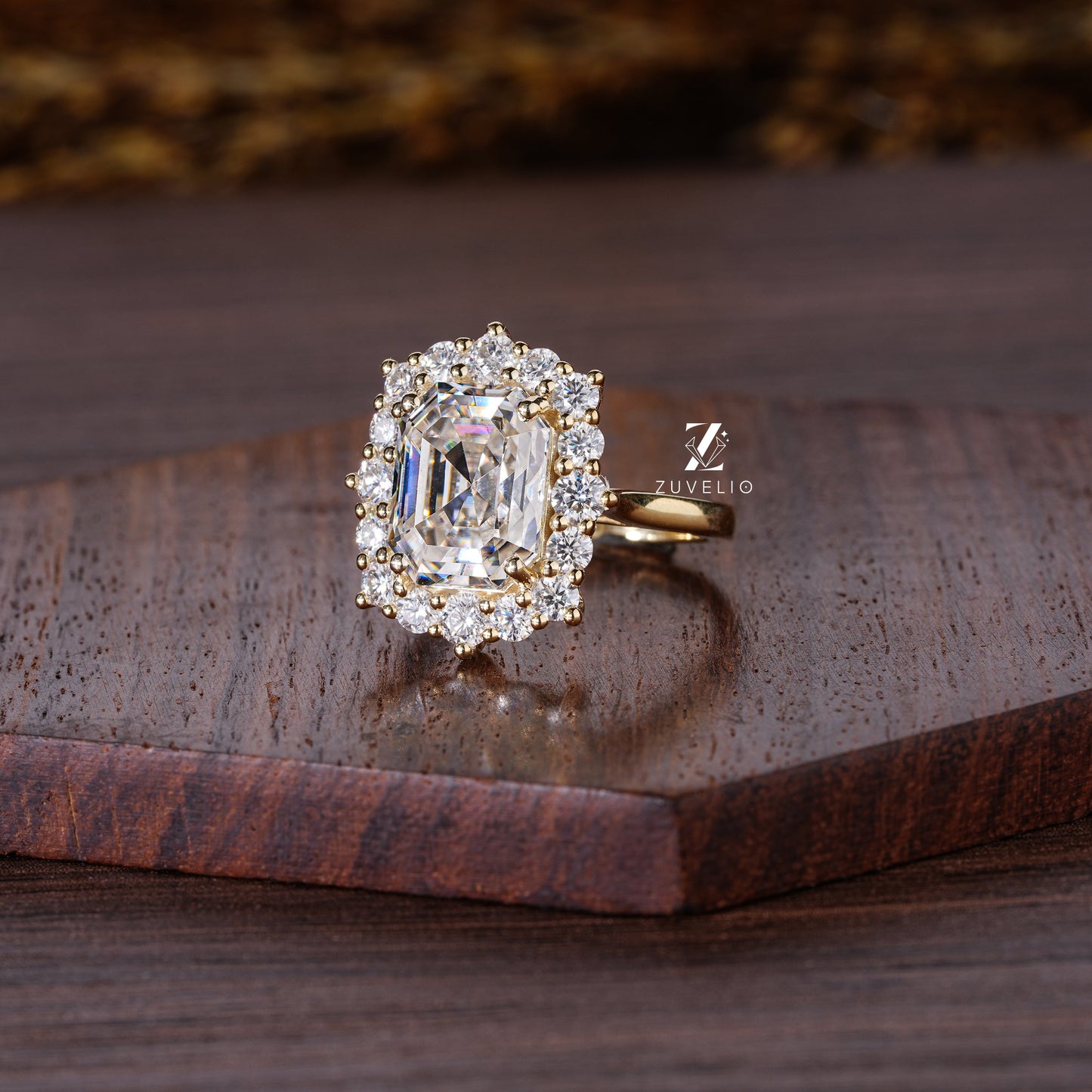 Emerald Cut Halo Style Ring - Zuvelio.com