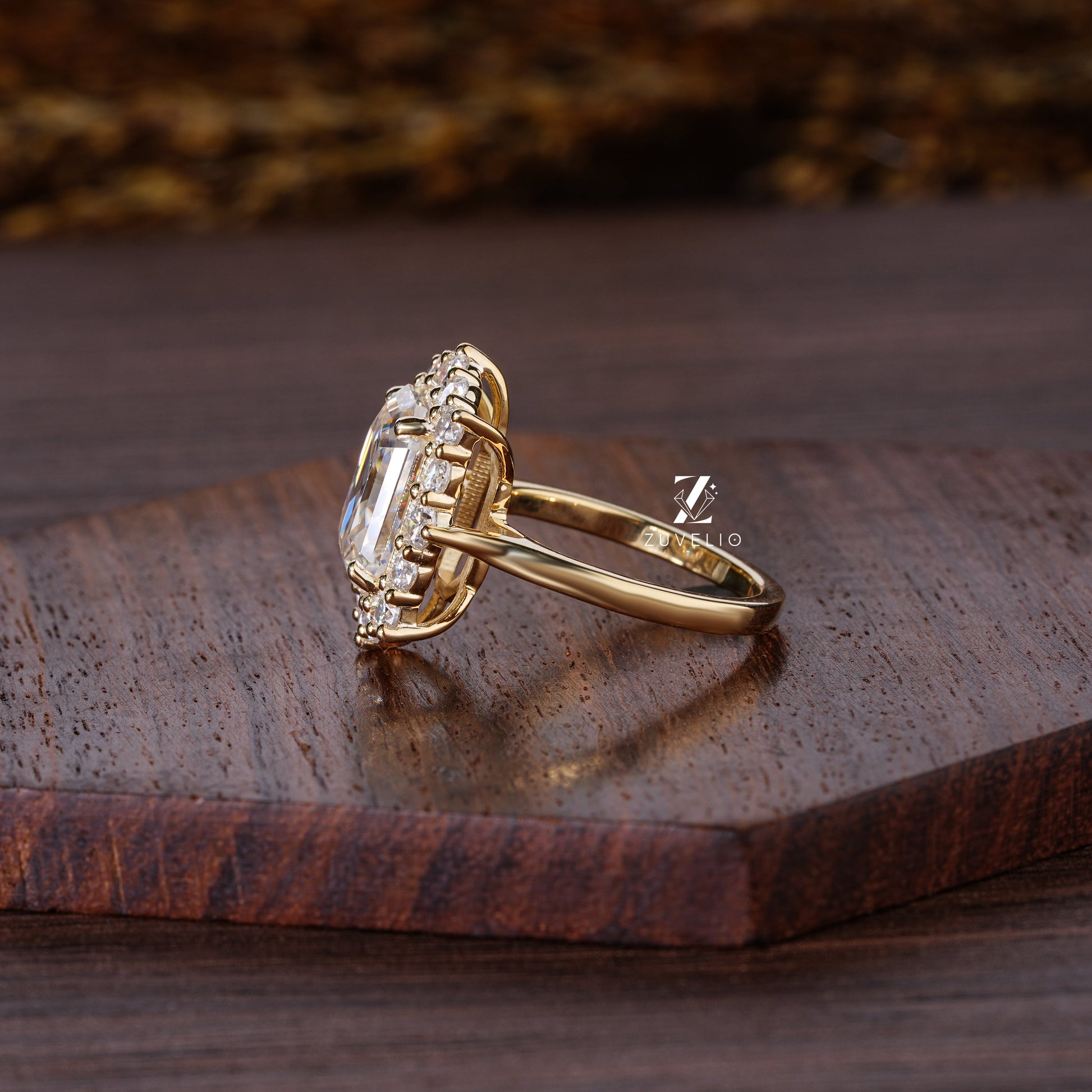Emerald Cut Halo Style Ring - Zuvelio.com