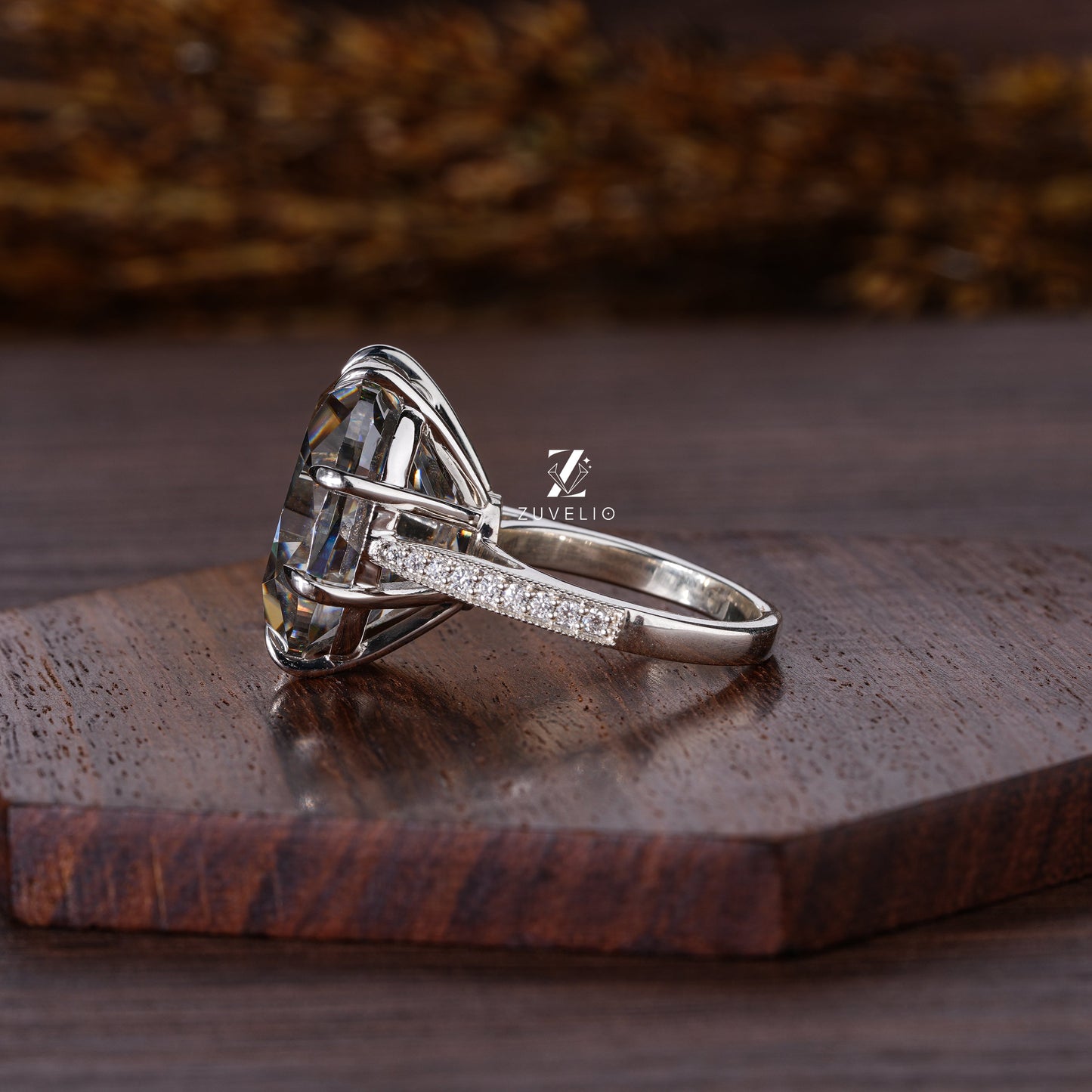 Grey Cushion Unique Ring - Zuvelio.com