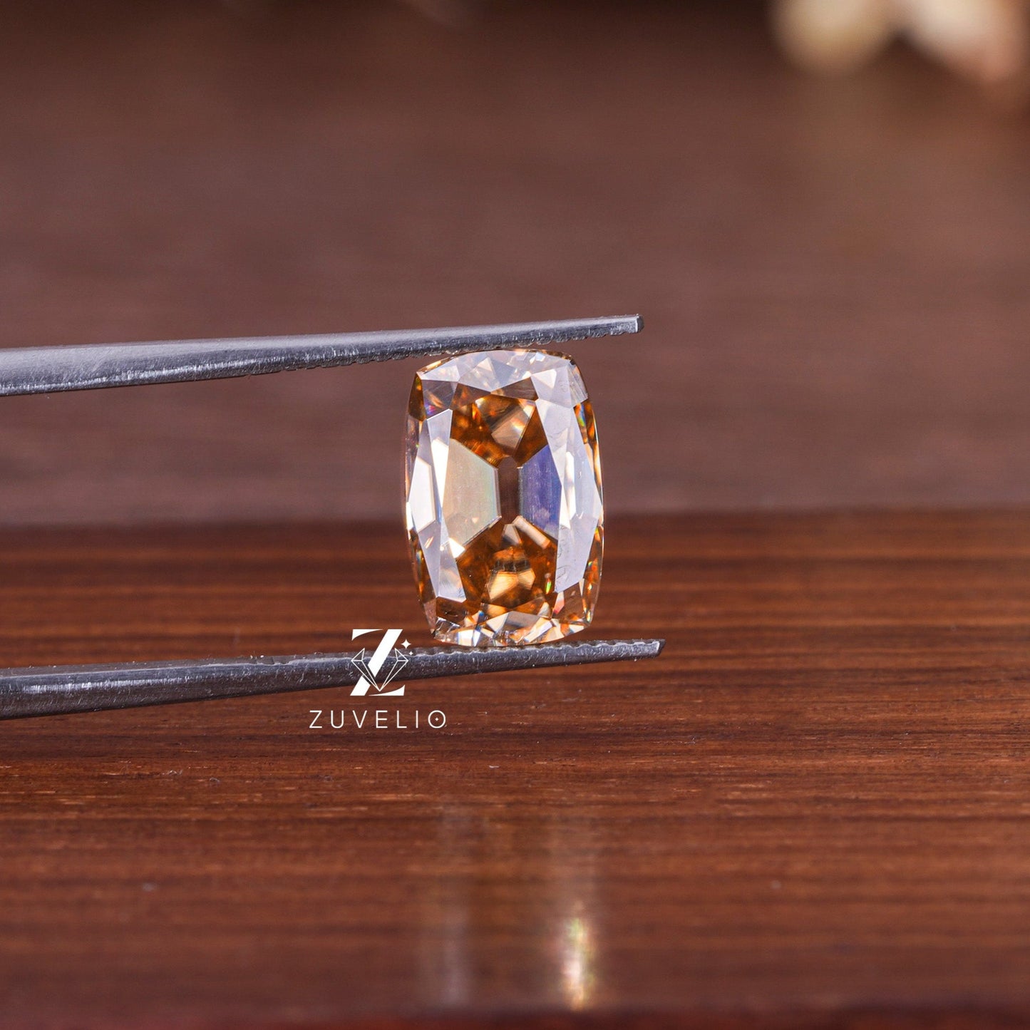 OMC Cushion Champagne Moissanite