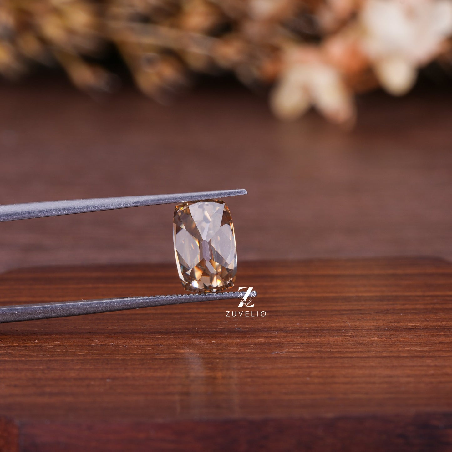 OMC Cushion Champagne Moissanite