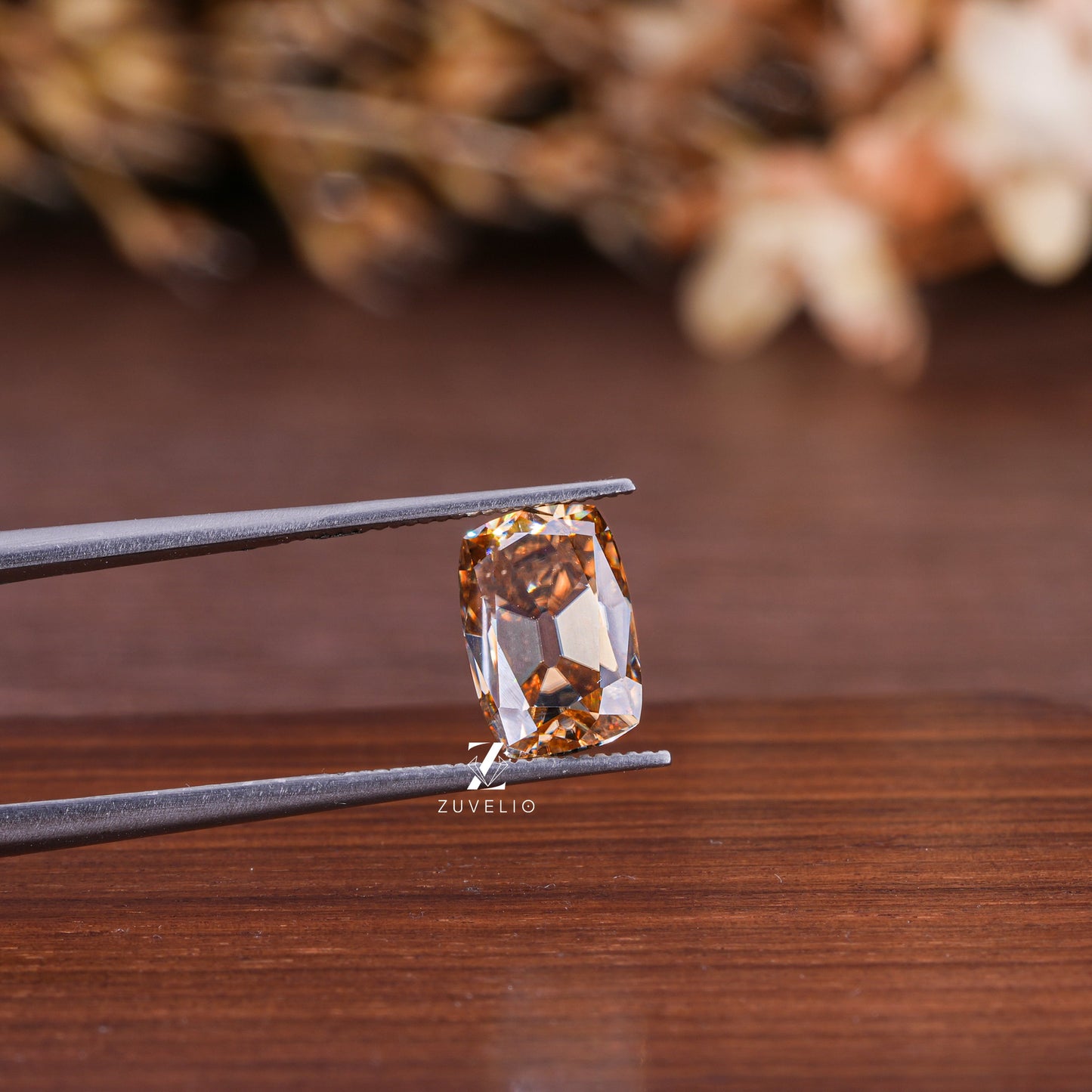 OMC Cushion Champagne Moissanite