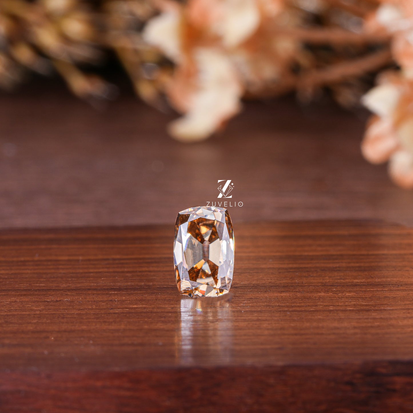 OMC Cushion Champagne Moissanite