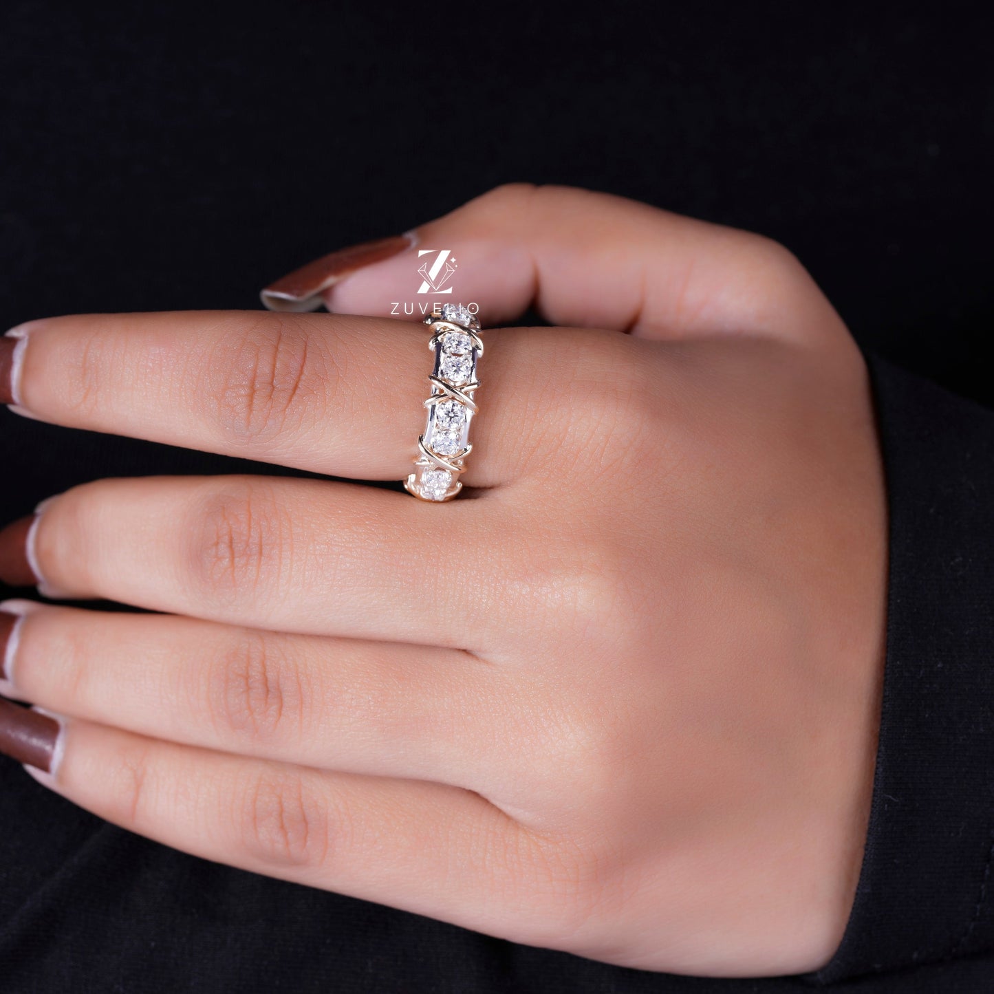 Two Stone Moissanite Band