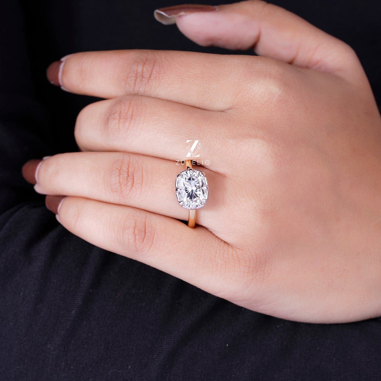 Two Tone Moissanite Ring - Zuvelio.com
