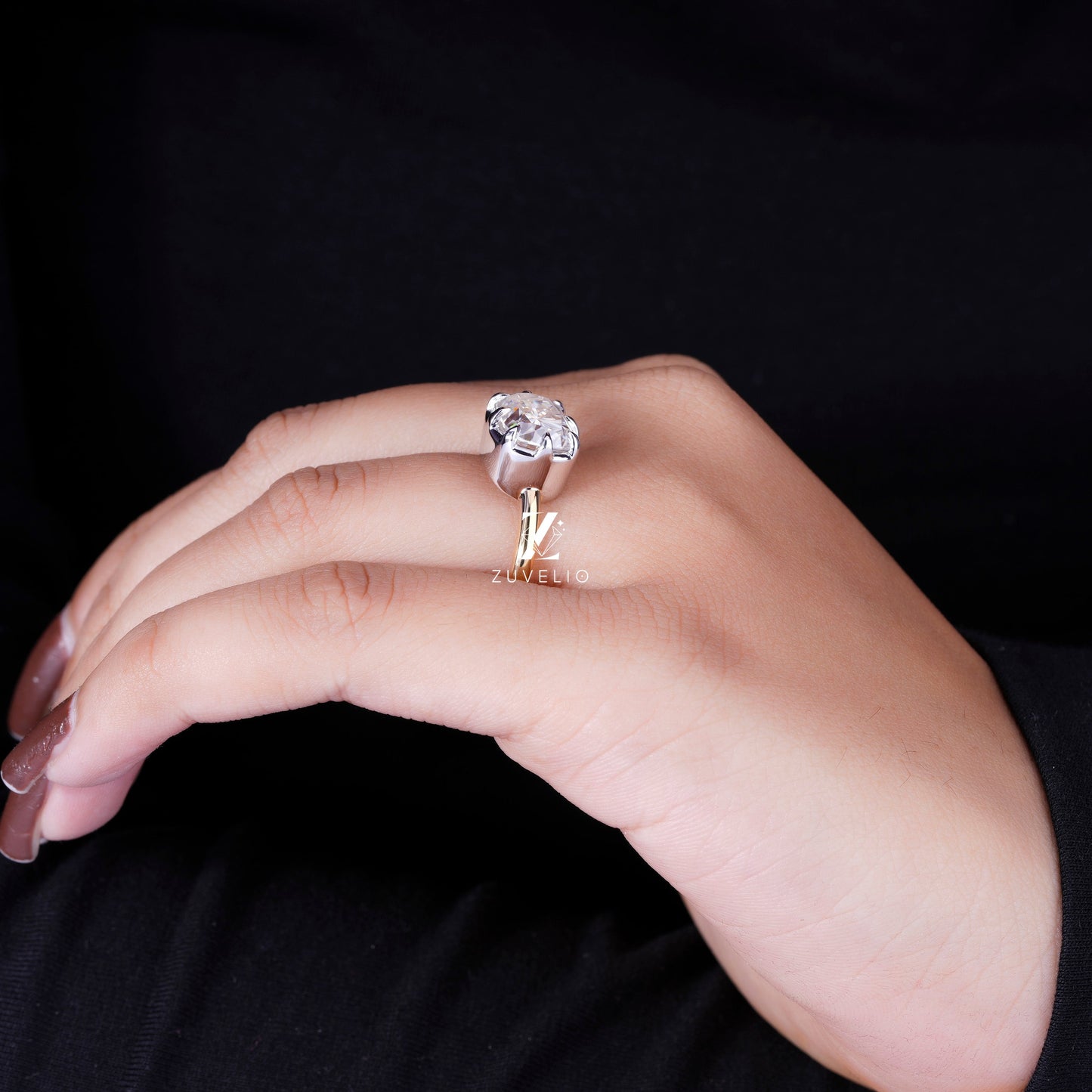 Two Tone Moissanite Ring - Zuvelio.com