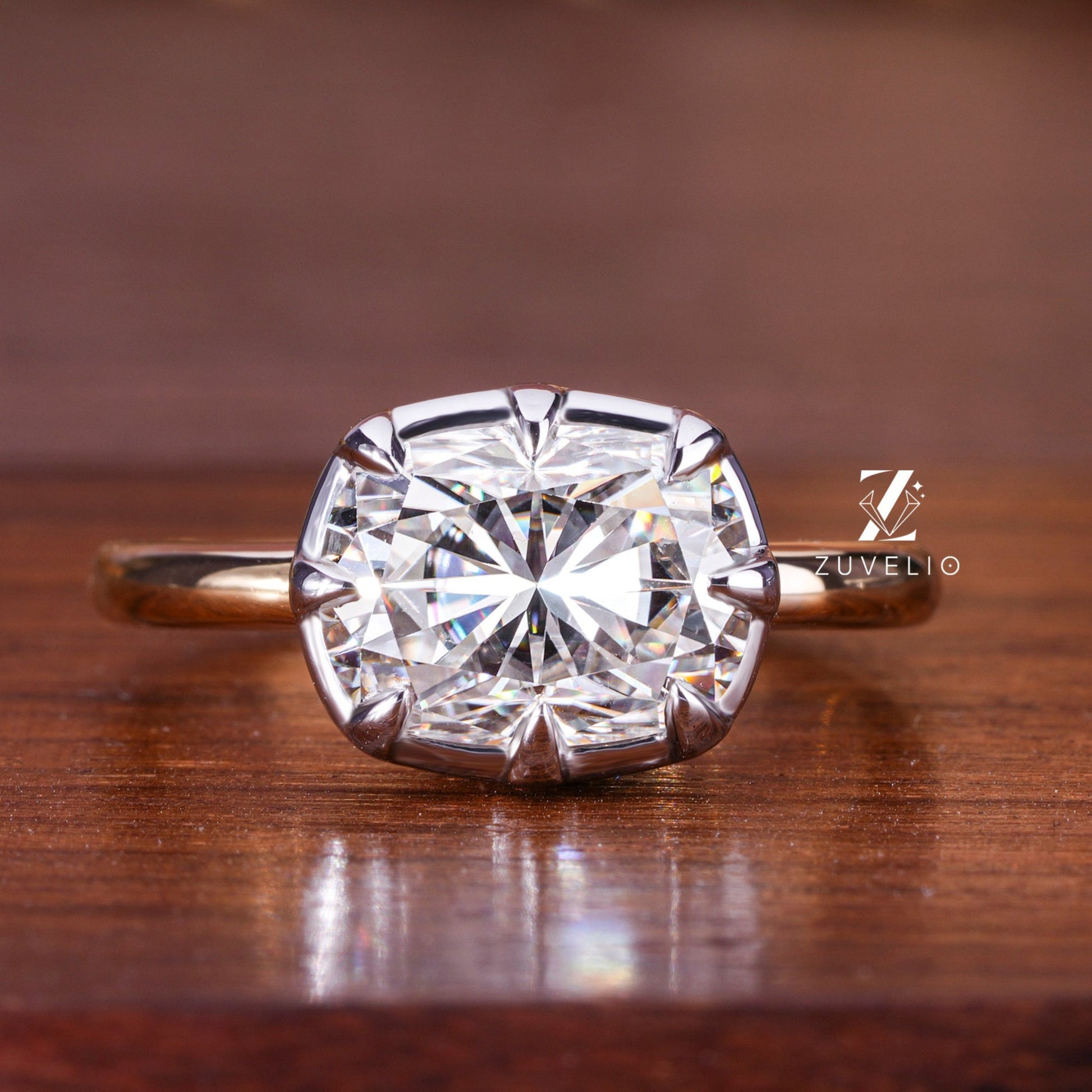 Two Tone Moissanite Ring - Zuvelio.com