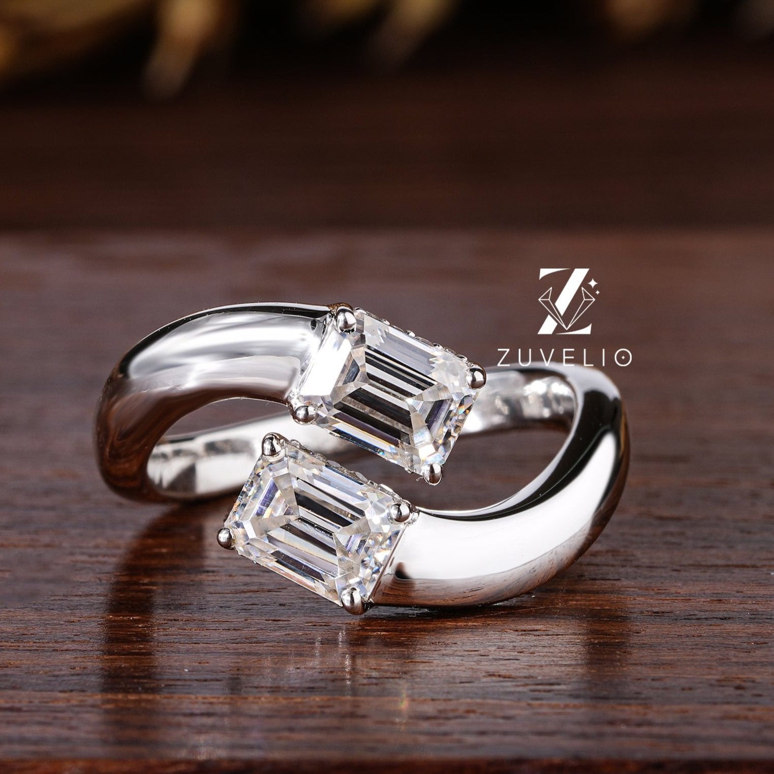 Two Stone Twisted Band Ring - Zuvelio.com