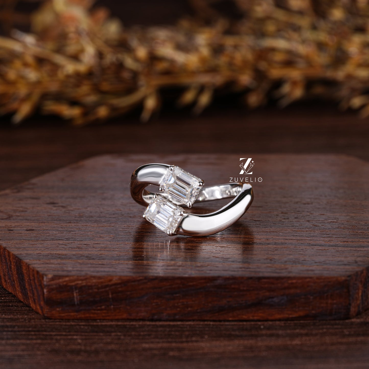 Two Stone Twisted Band Ring - Zuvelio.com