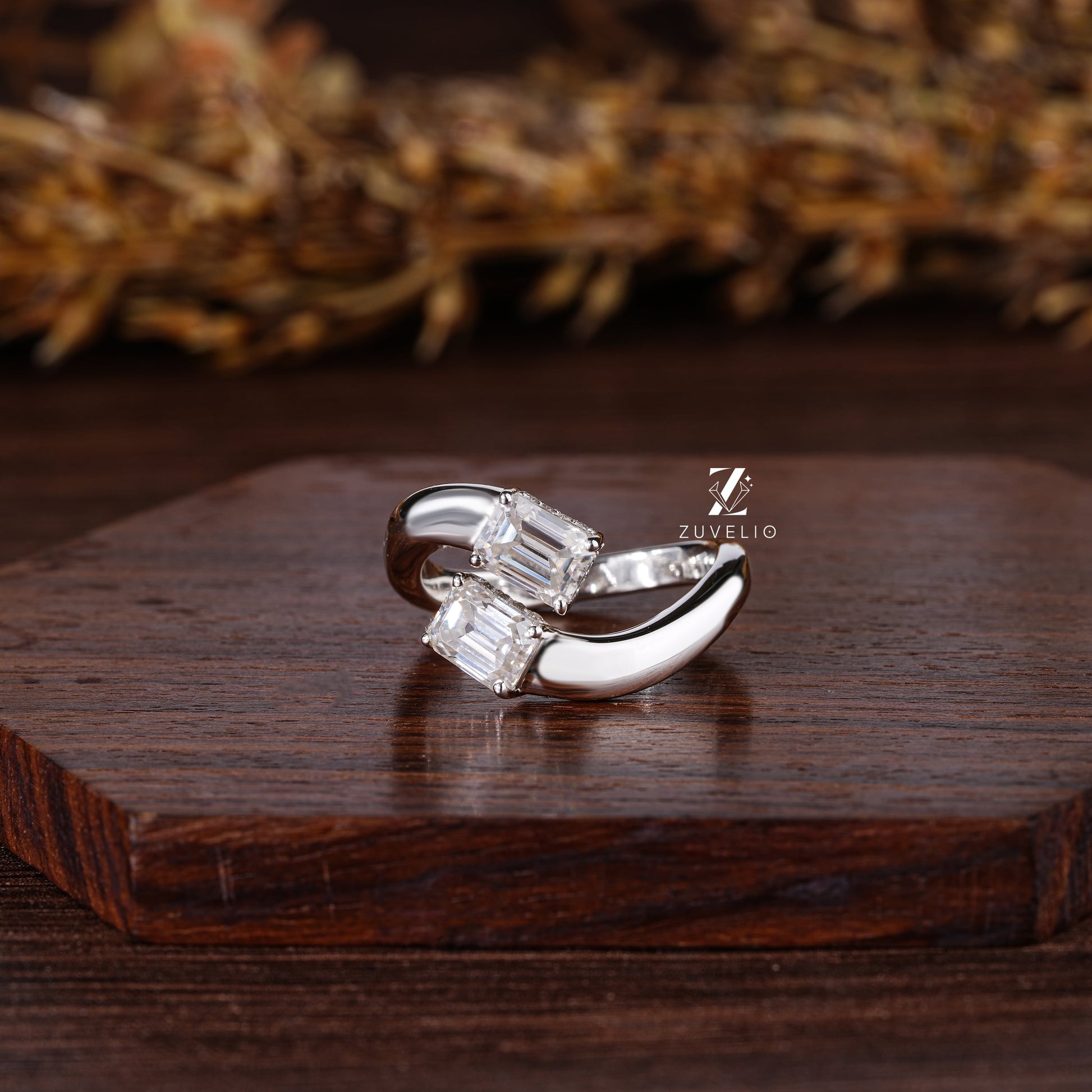 Two Stone Twisted Band Ring - Zuvelio.com