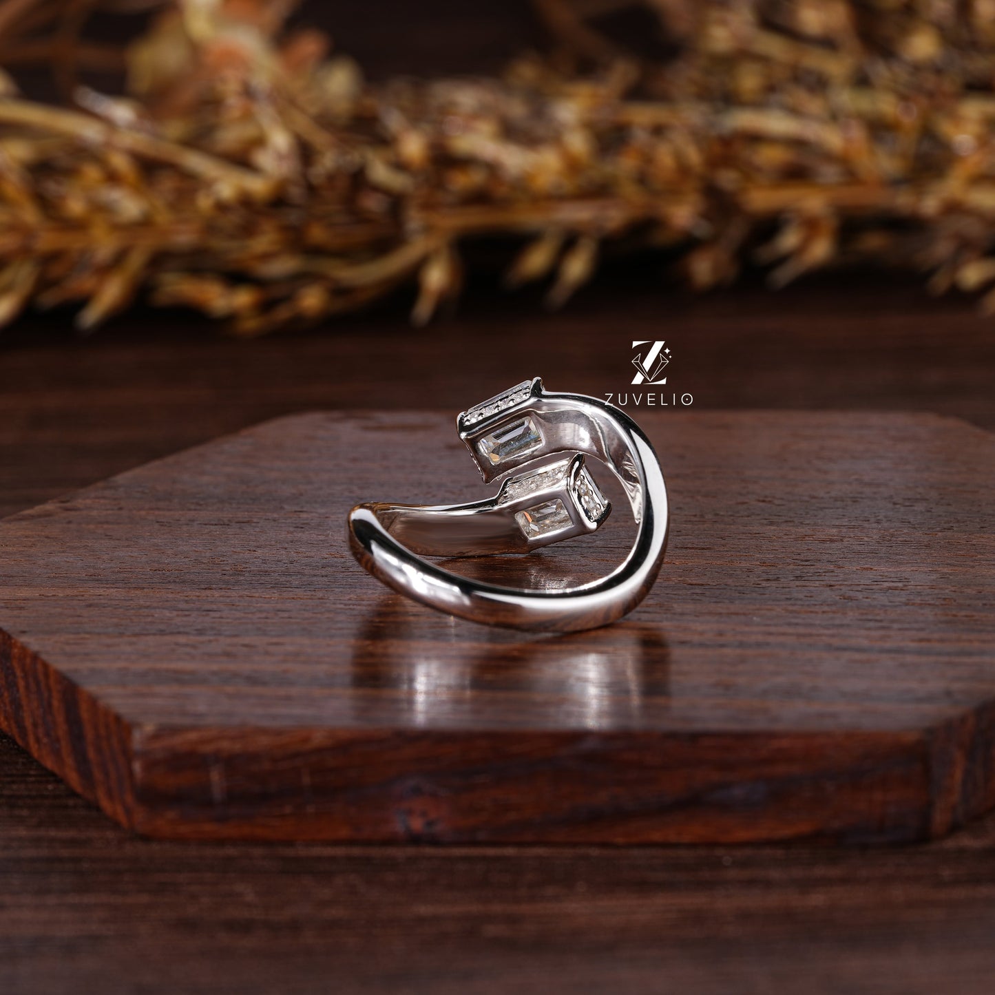 Two Stone Twisted Band Ring - Zuvelio.com