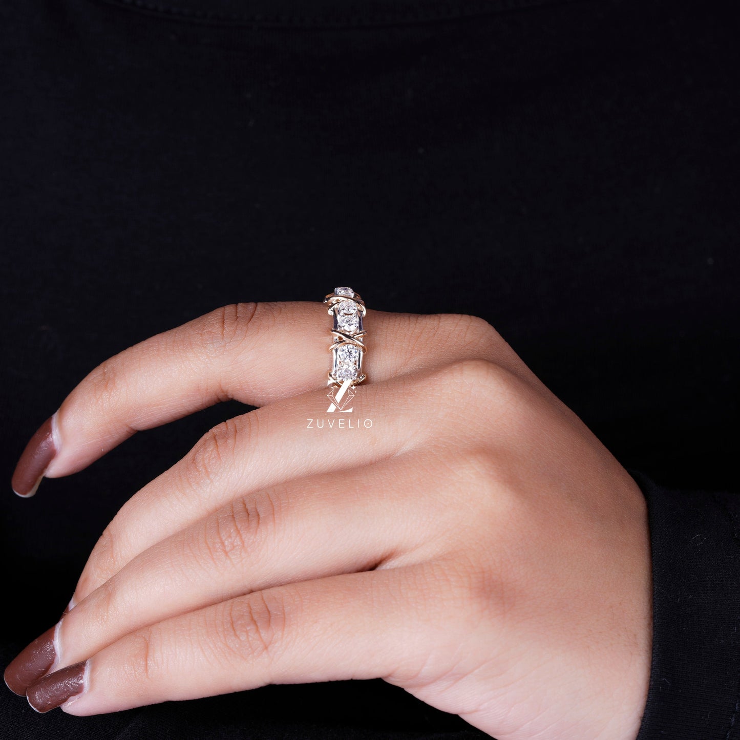 Two Stone Moissanite Band