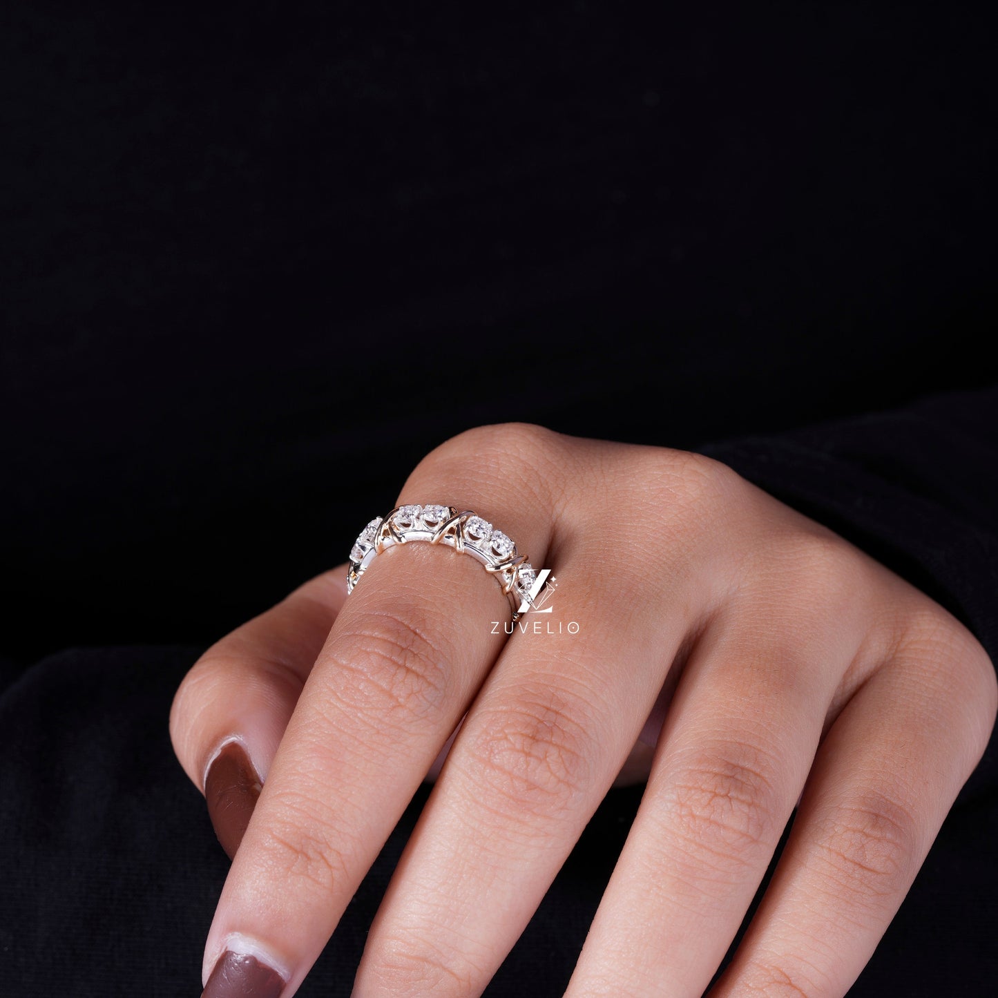 Two Stone Moissanite Band