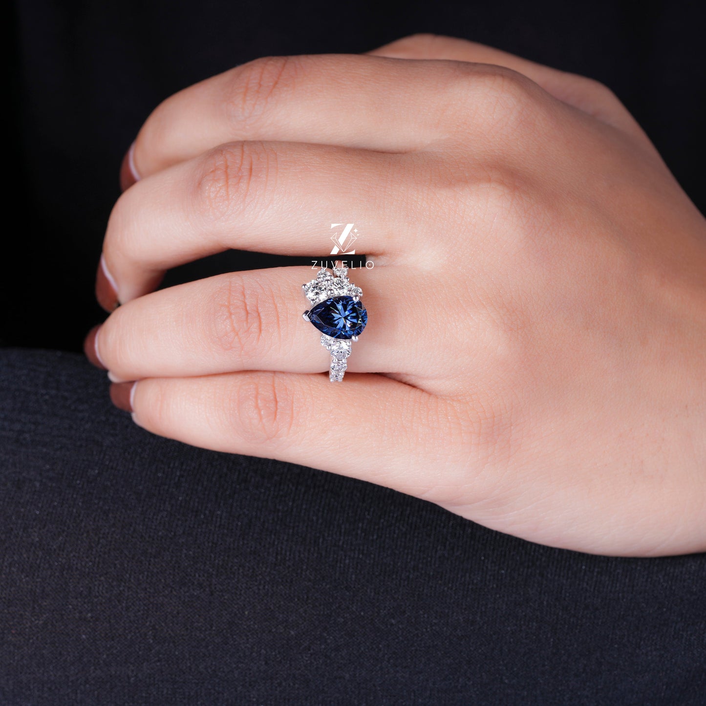 Blue Moissanite Vintage Ring - Zuvelio.com