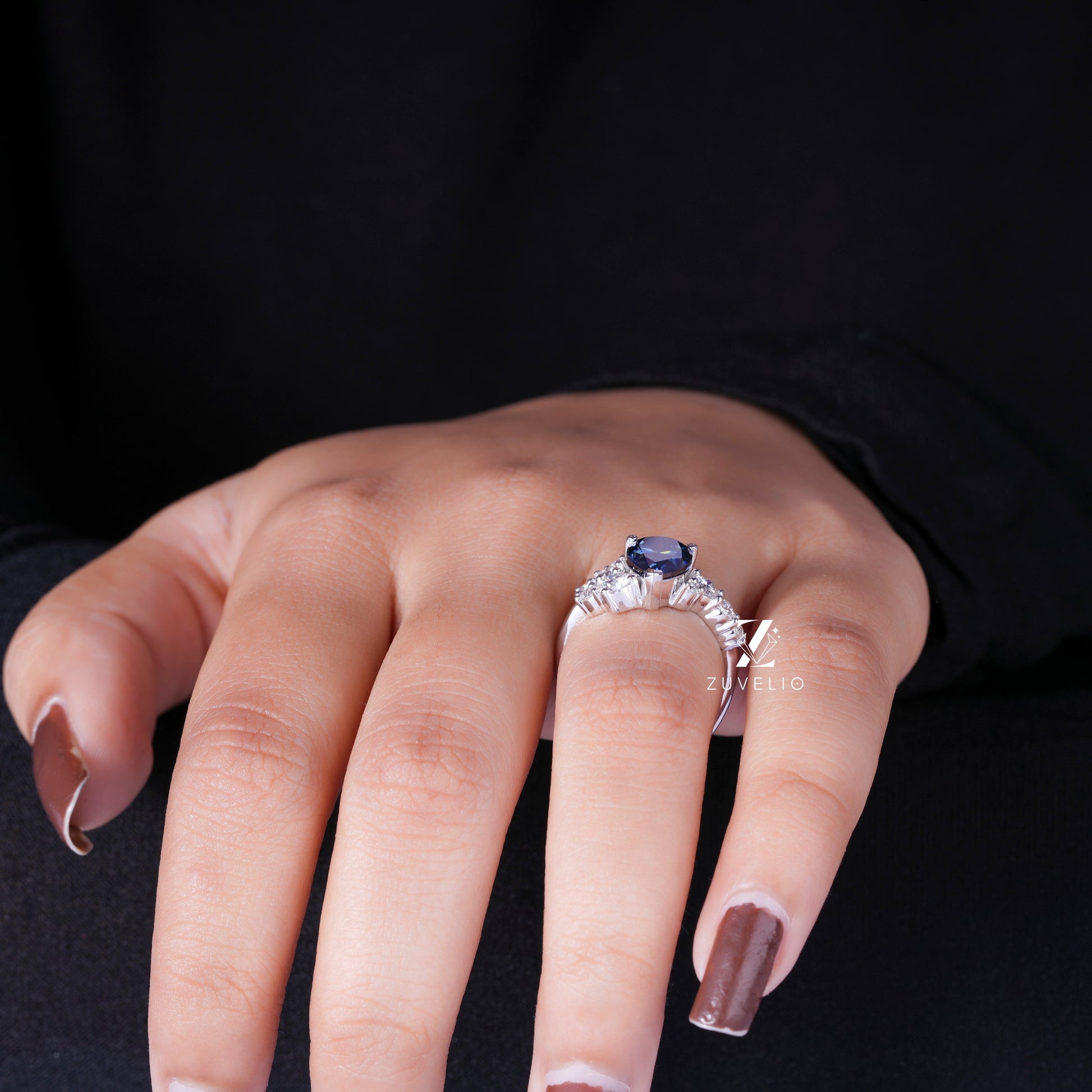 Blue Moissanite Vintage Ring - Zuvelio.com