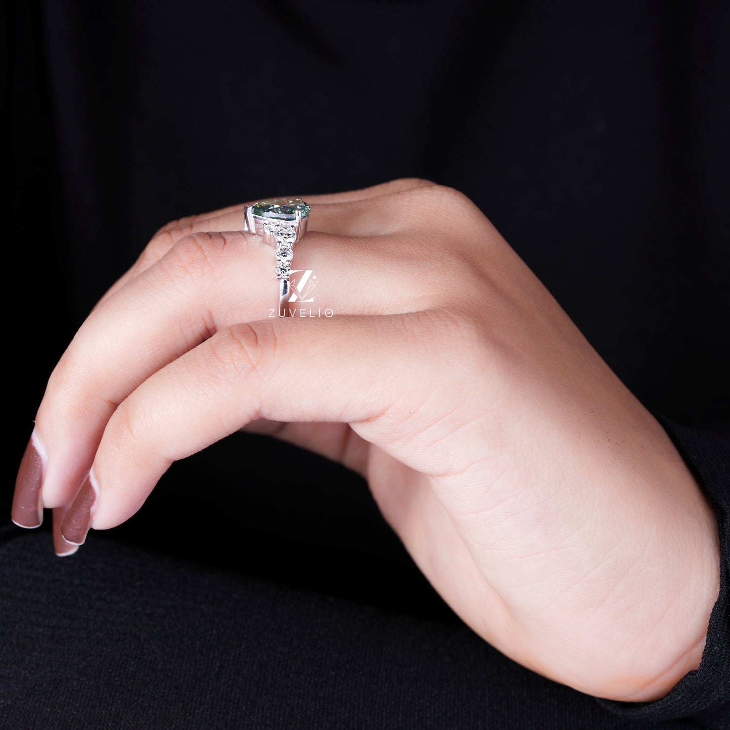 Green Moissanite Ring