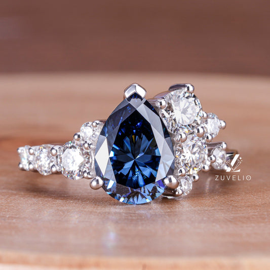 Blue Moissanite Vintage Ring - Zuvelio.com