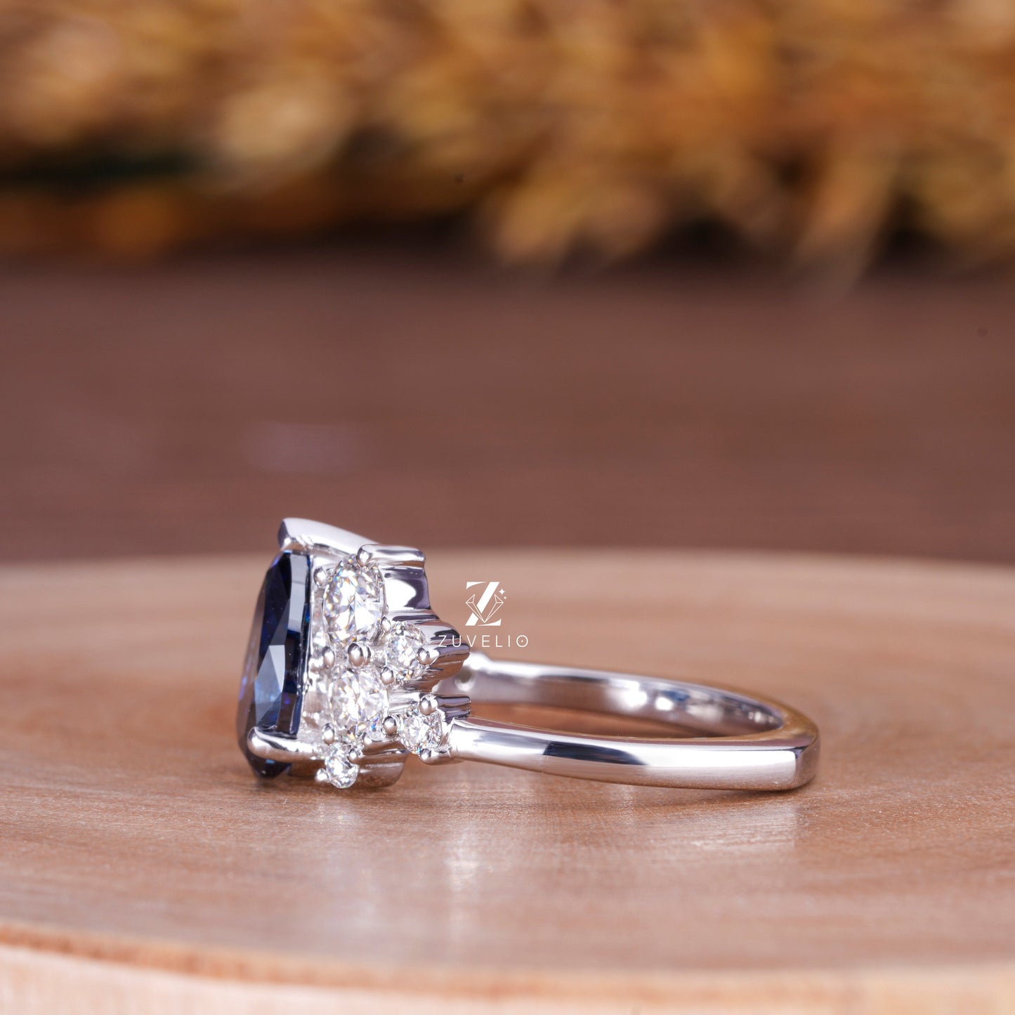 Blue Moissanite Vintage Ring - Zuvelio.com