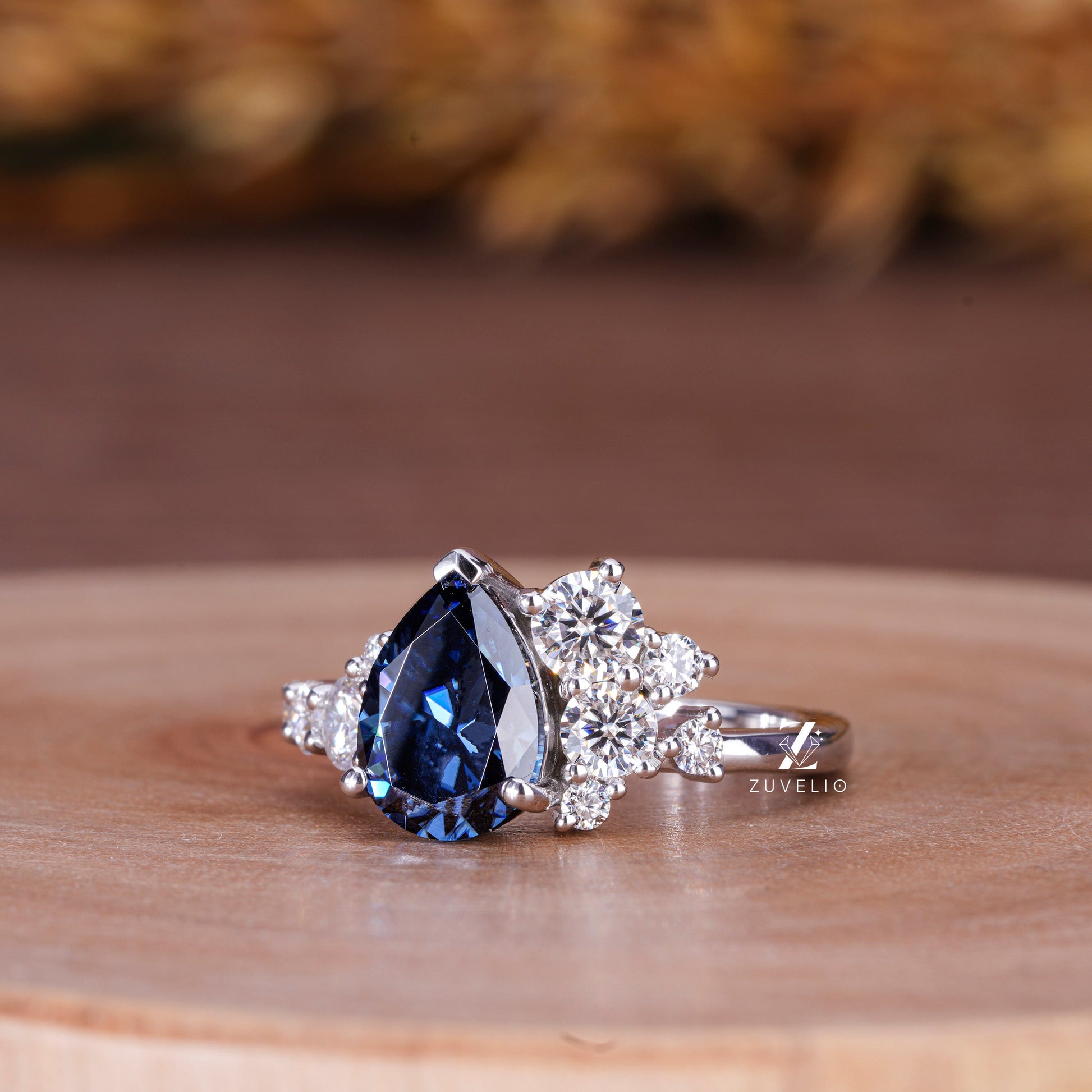 Blue Moissanite Vintage Ring - Zuvelio.com