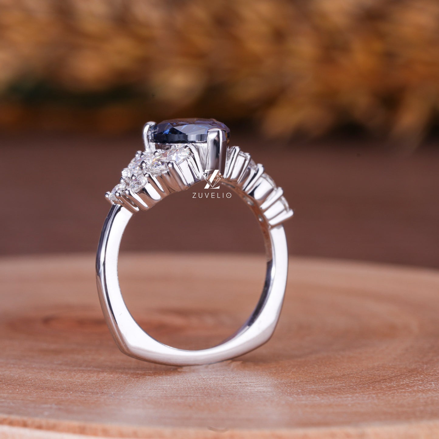 Blue Moissanite Vintage Ring - Zuvelio.com