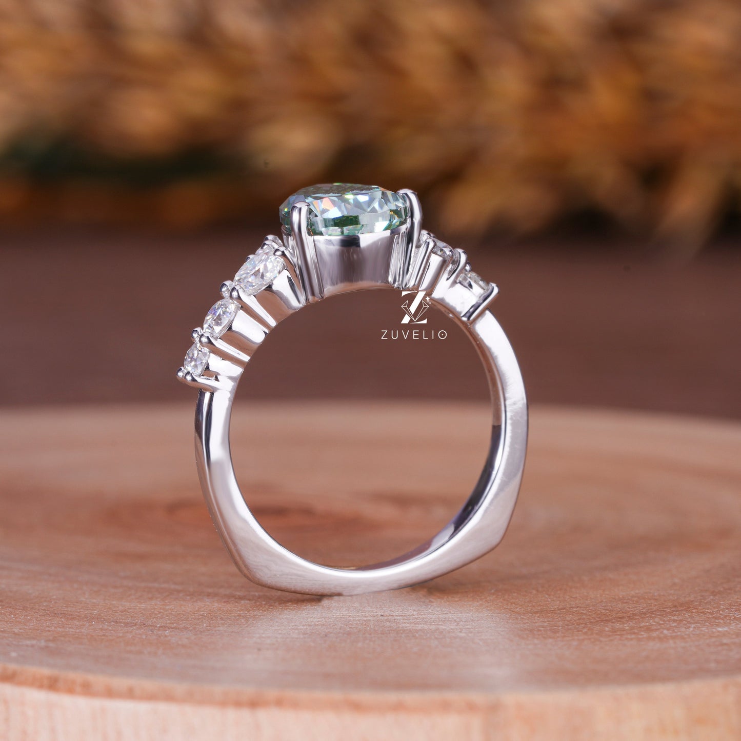 Green Moissanite Ring