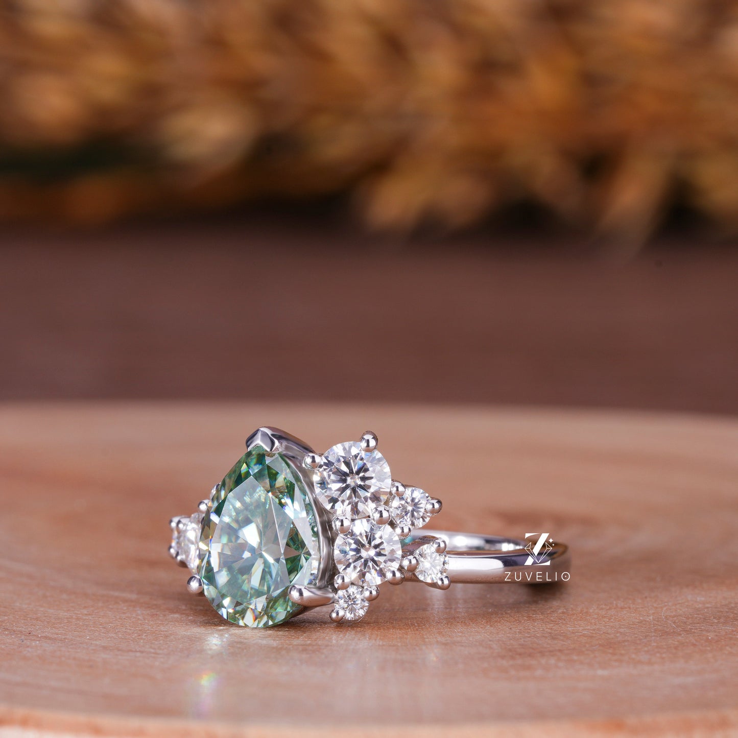 Green Moissanite Ring