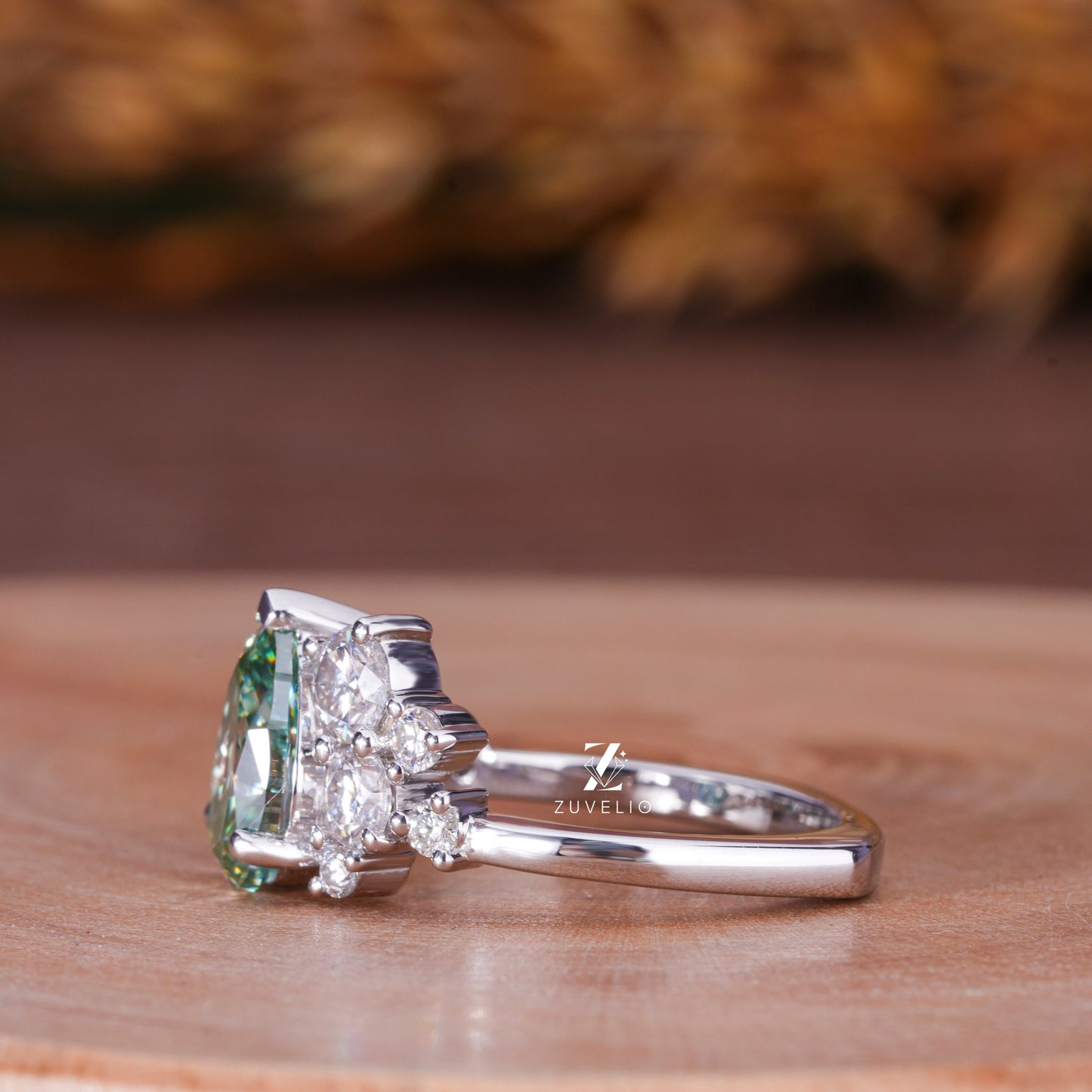 Green Moissanite Ring