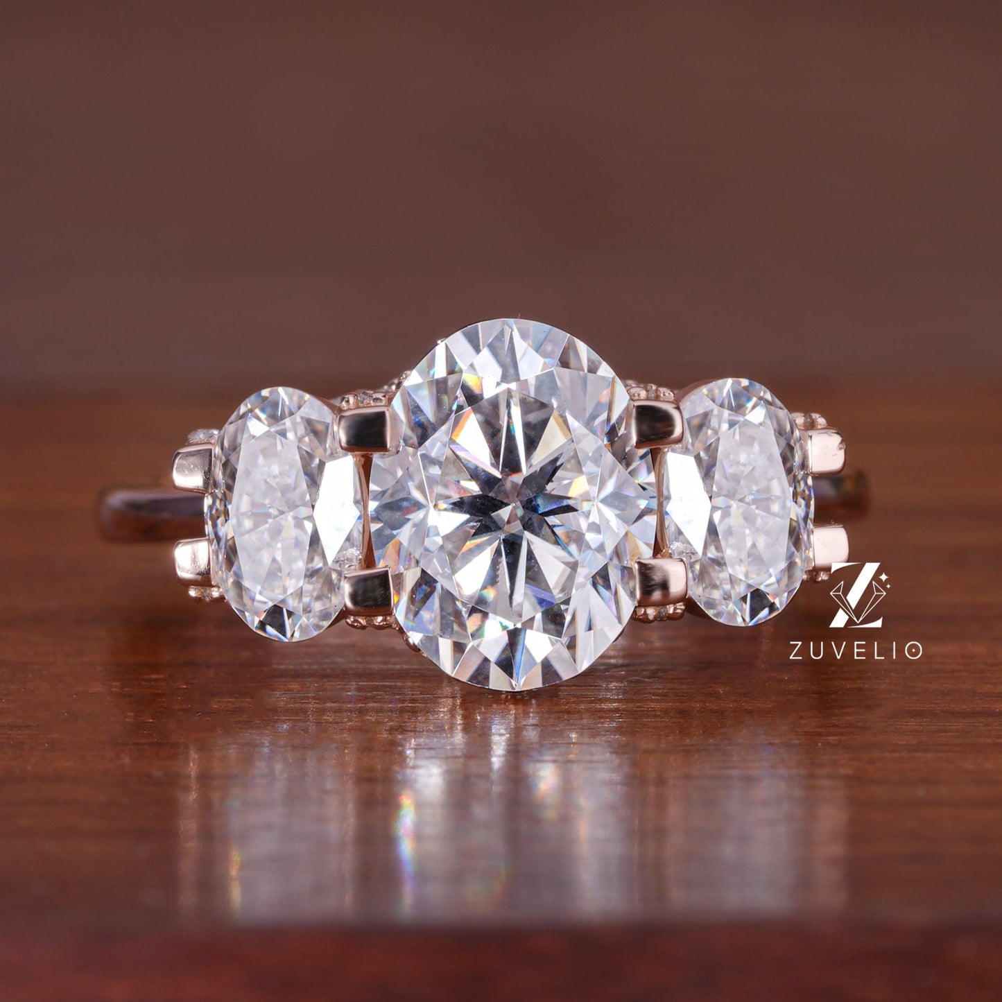 Three Stone Moissanite Ring