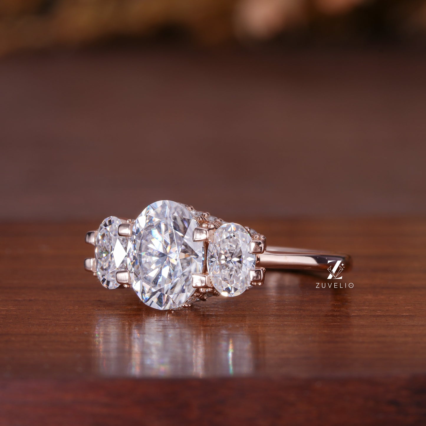 Three Stone Moissanite Ring