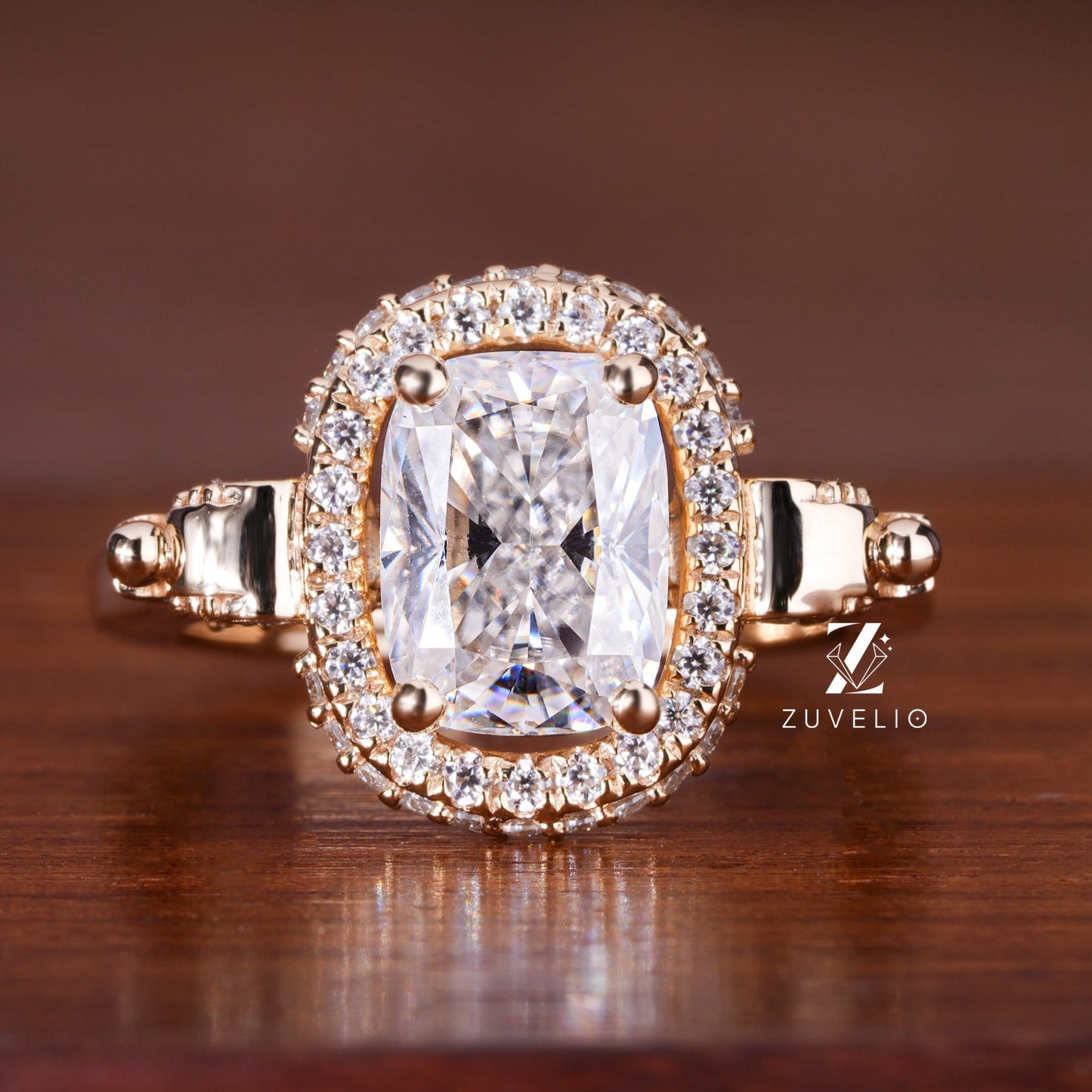 Cushion Cut Moissanite Ring