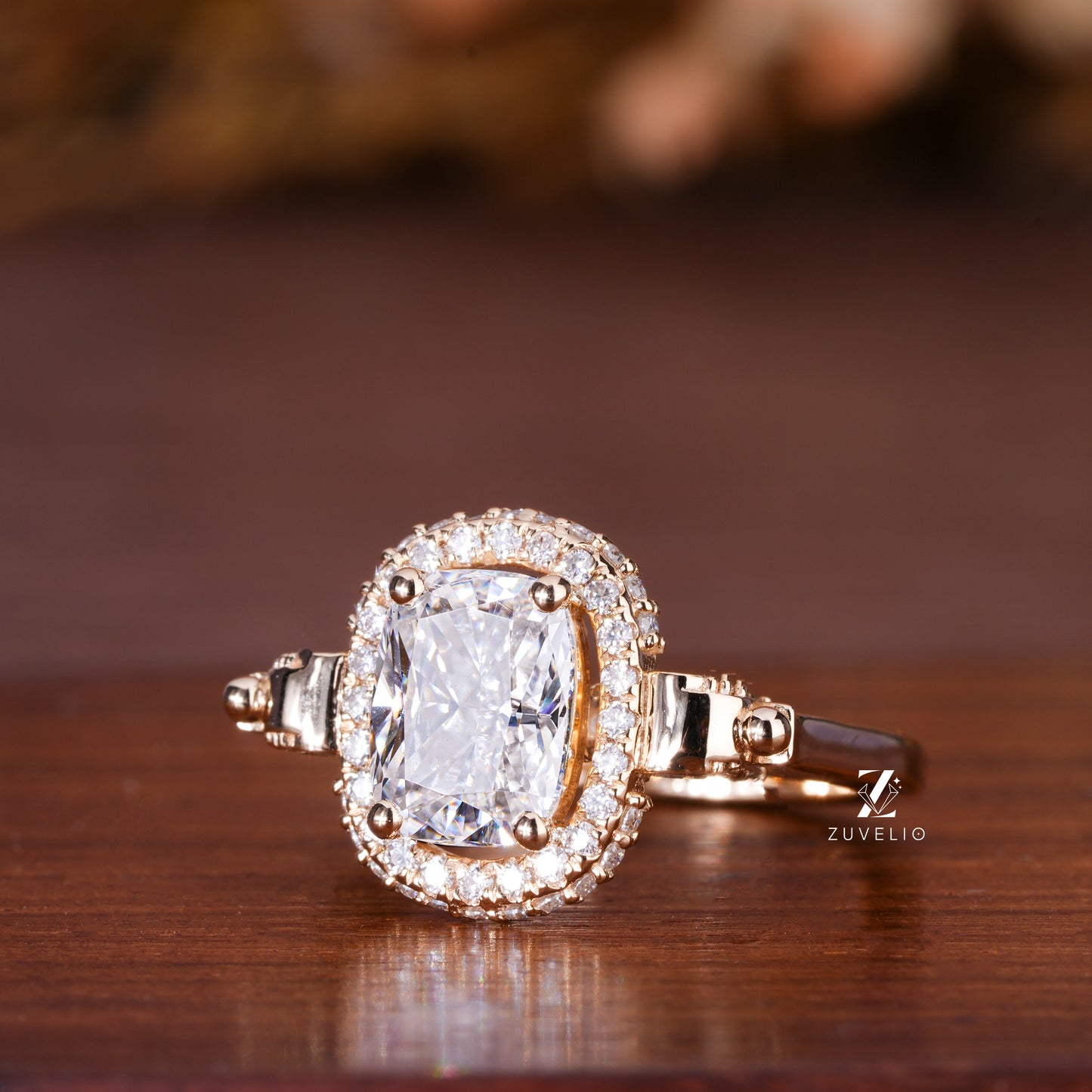 Cushion Cut Moissanite Ring