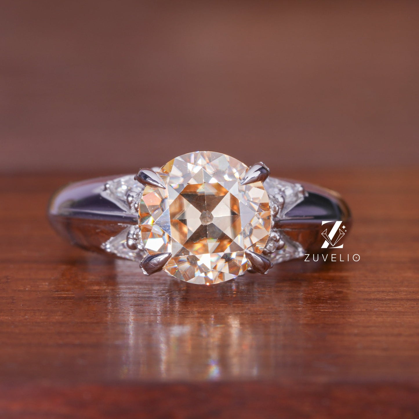Round Champagne Moissanite Ring