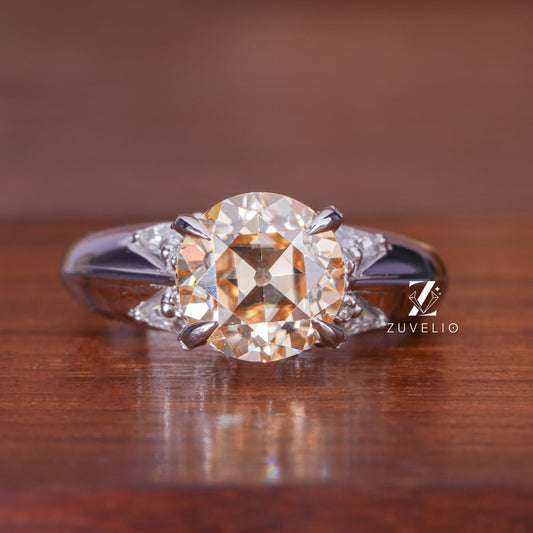 Round Champagne Moissanite Ring