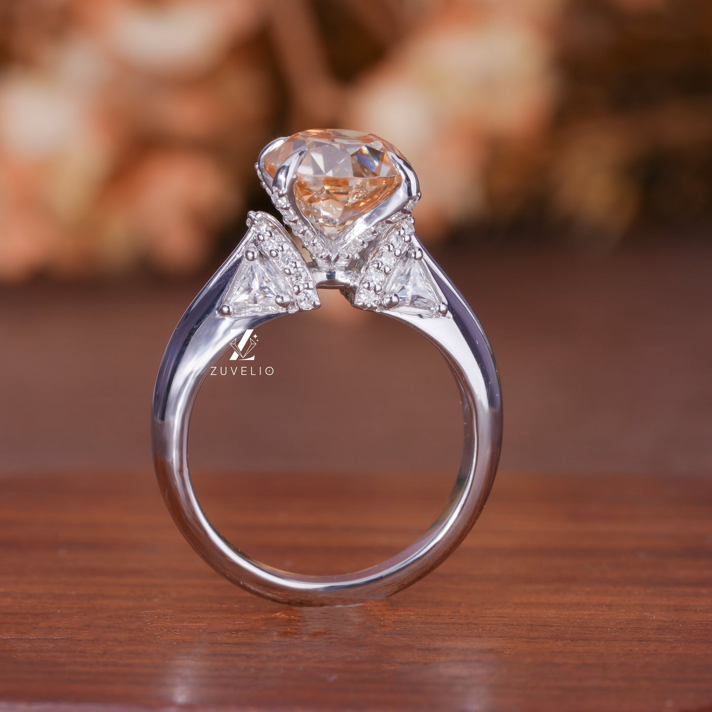 Round Champagne Moissanite Ring