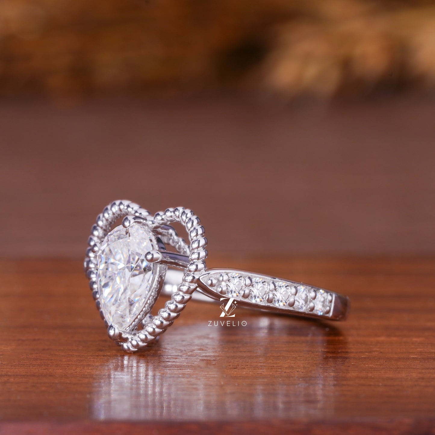 Heart Pear Moissanite Ring