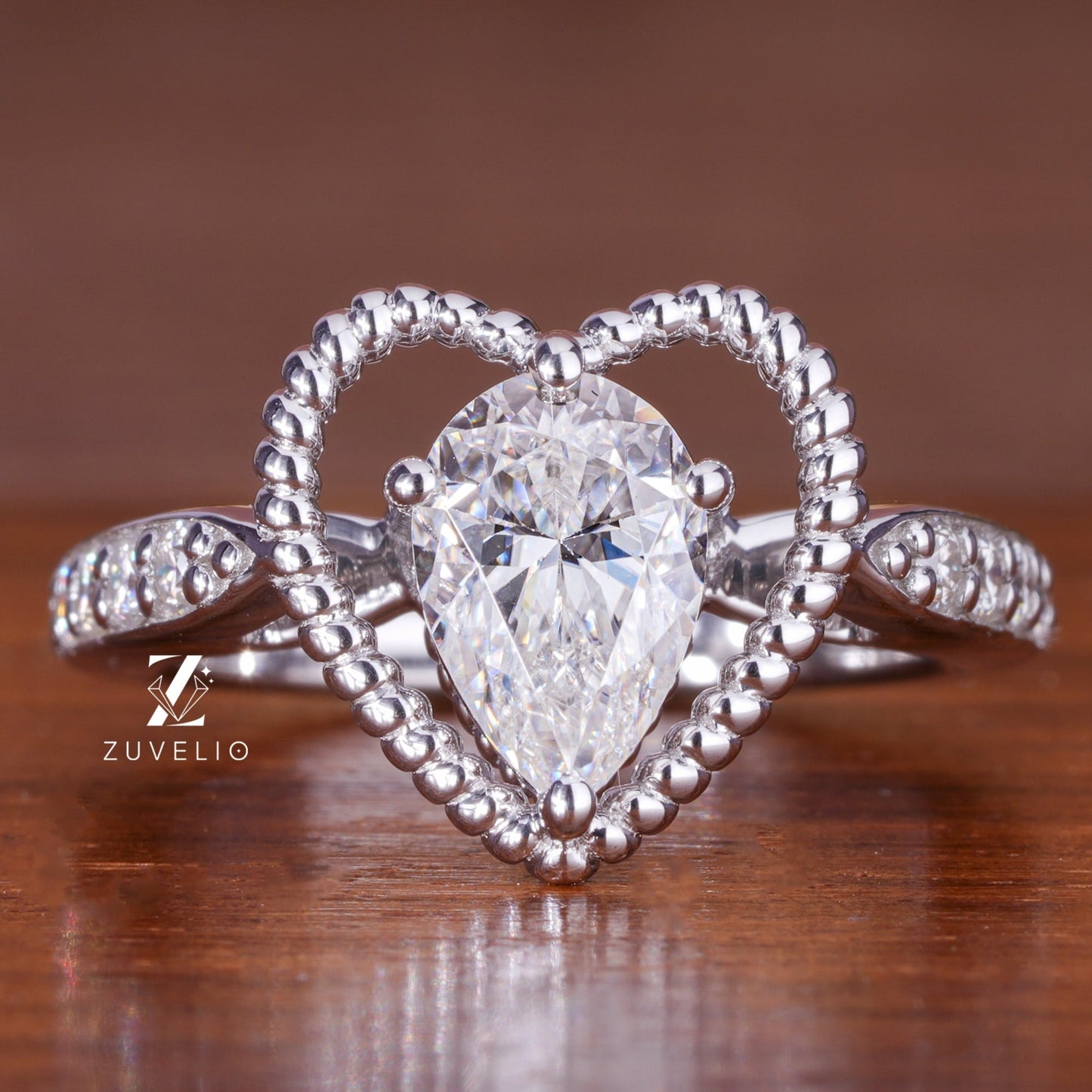 Heart Pear Moissanite Ring
