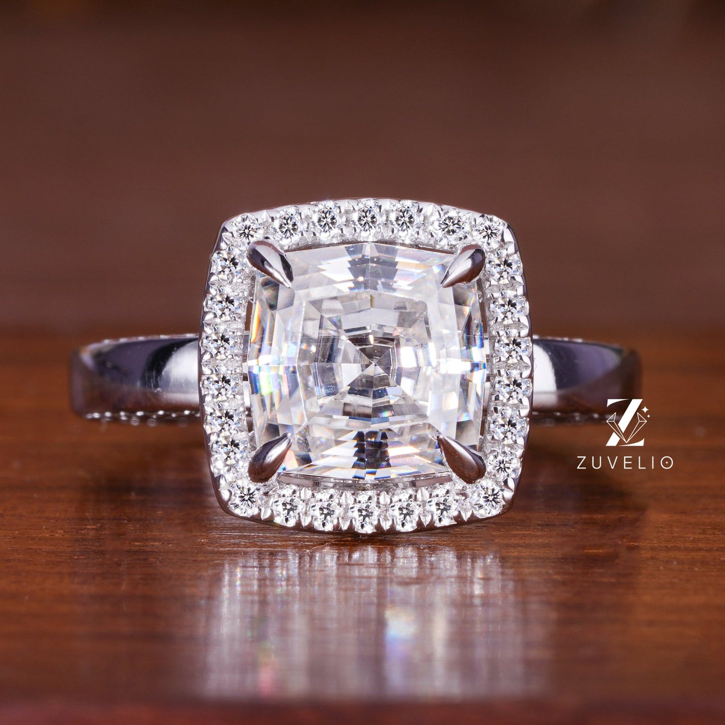 Cushion Cut Moissanite Ring