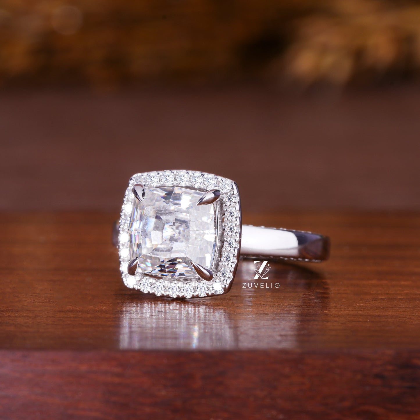 Cushion Cut Moissanite Ring