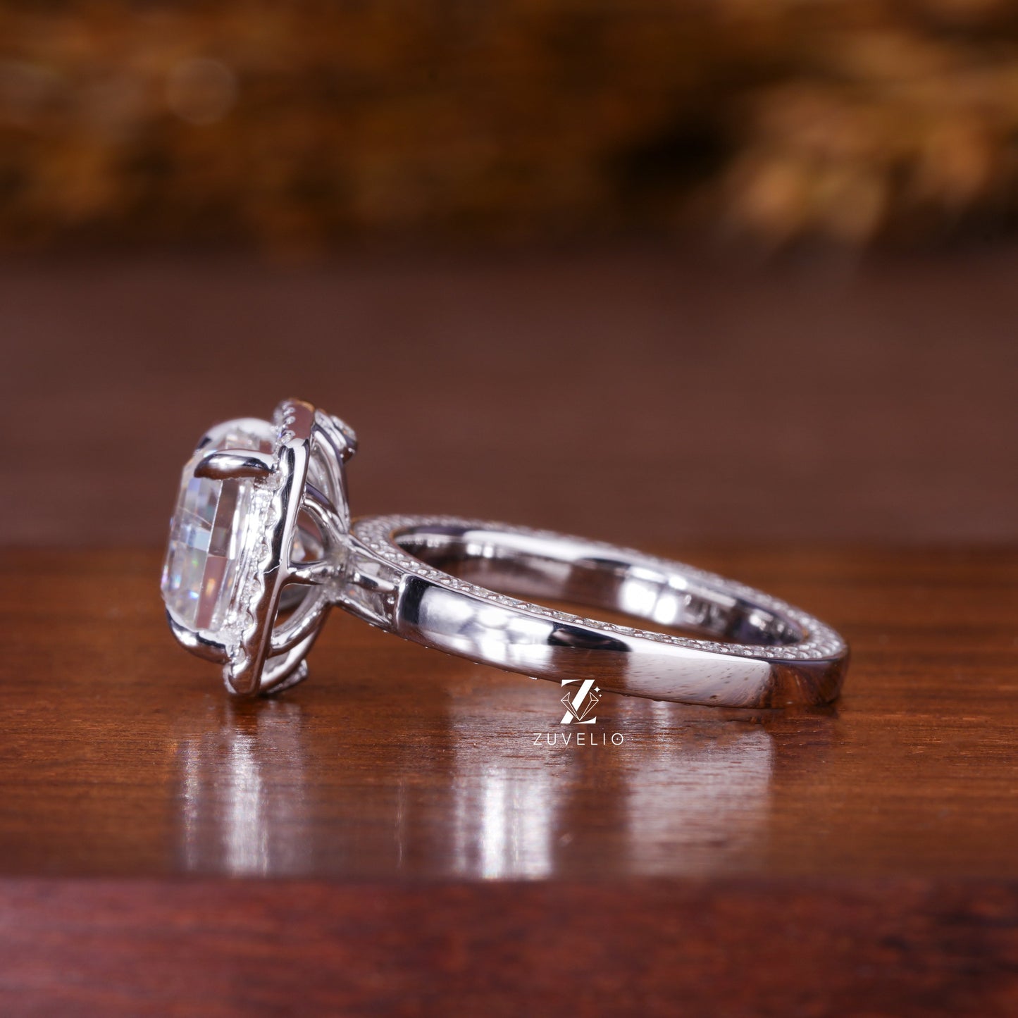 Cushion Cut Moissanite Ring