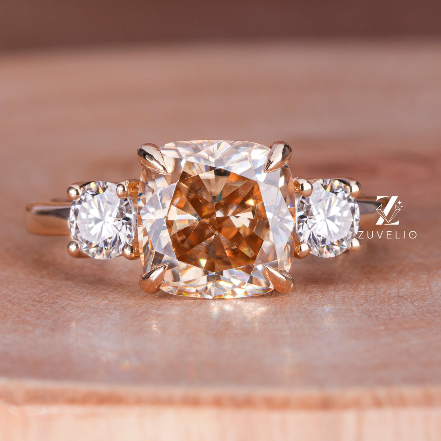 3.15 CTW Champagne  Moissanite Ring