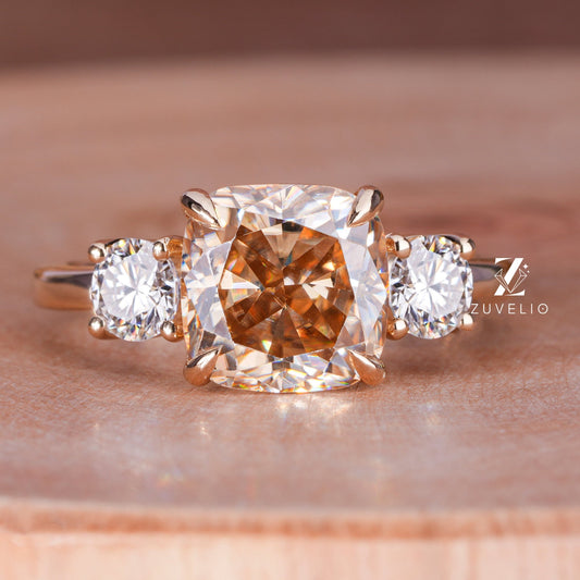 3.15 CTW Champagne  Moissanite Ring