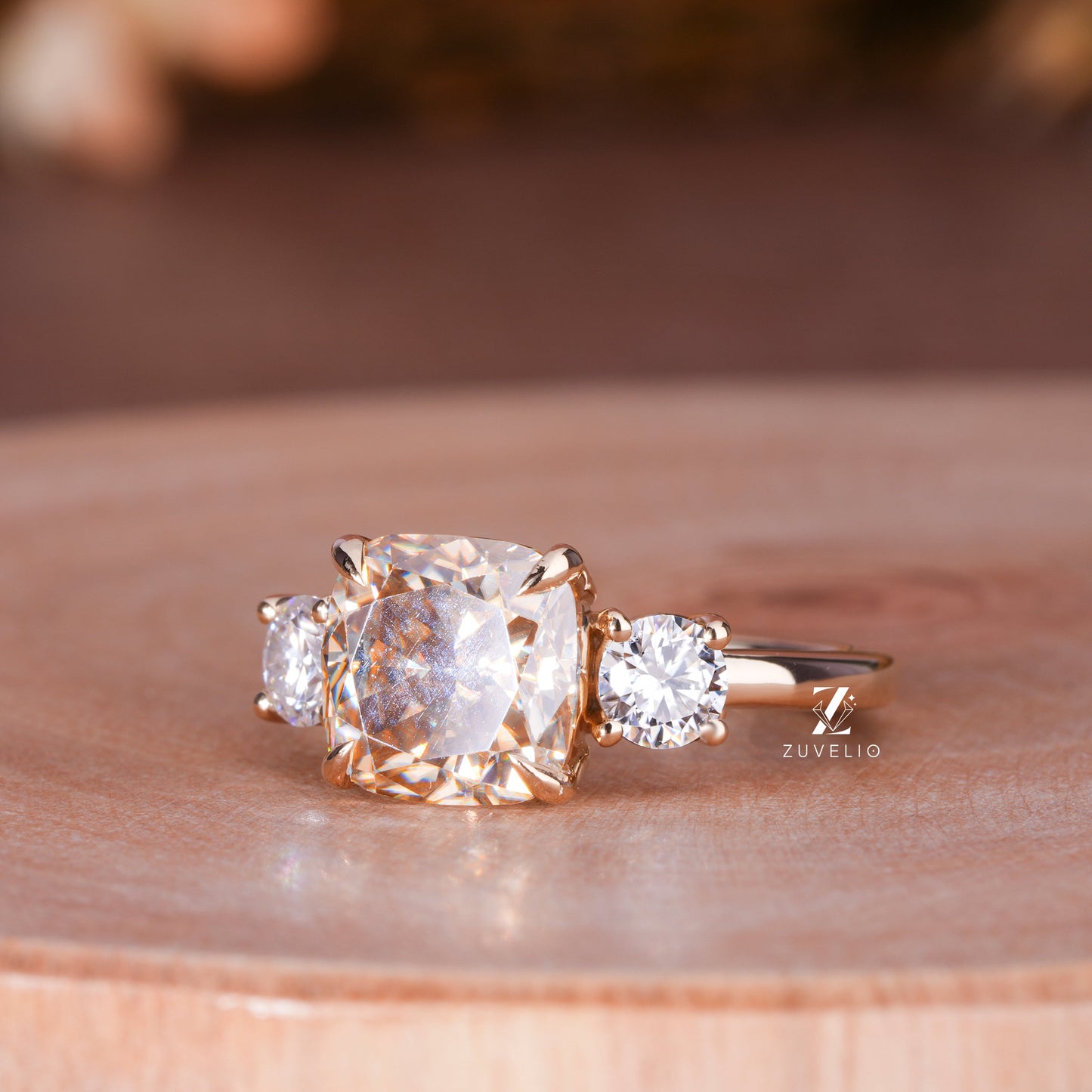 3.15 CTW Champagne  Moissanite Ring