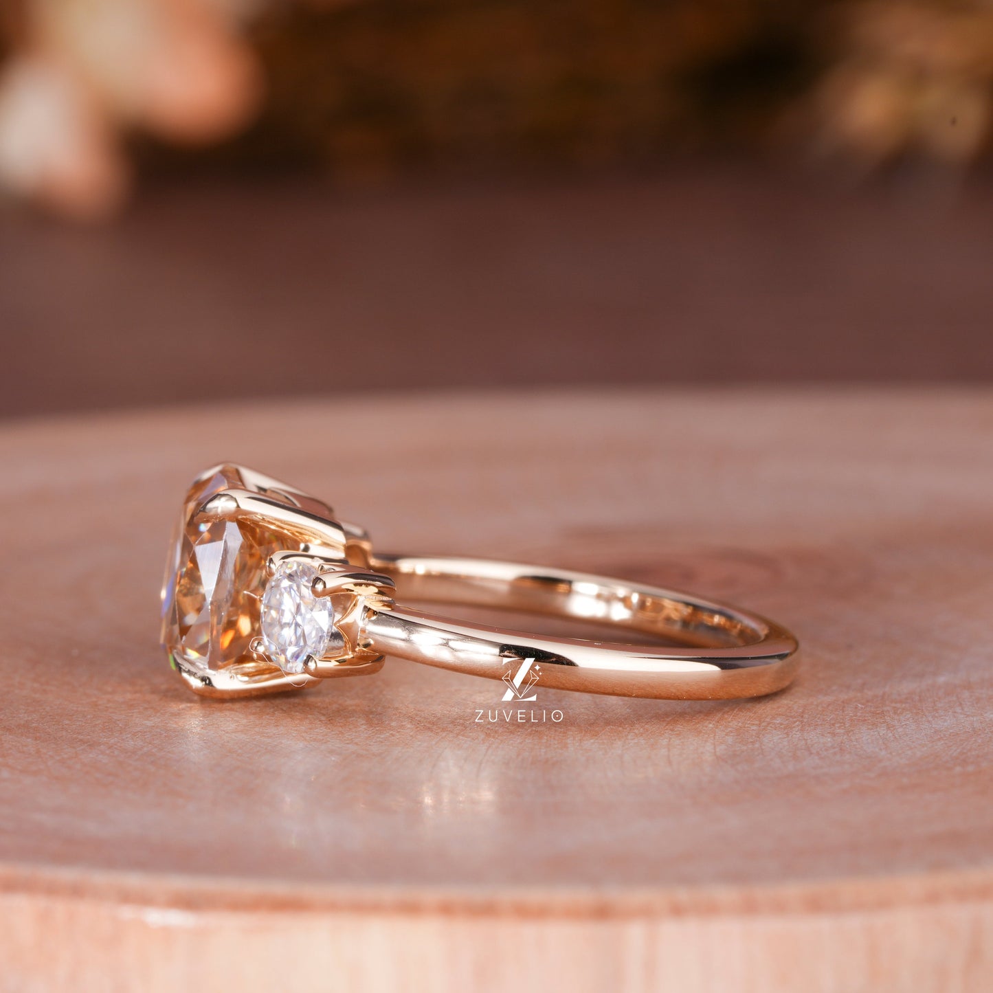 3.15 CTW Champagne  Moissanite Ring