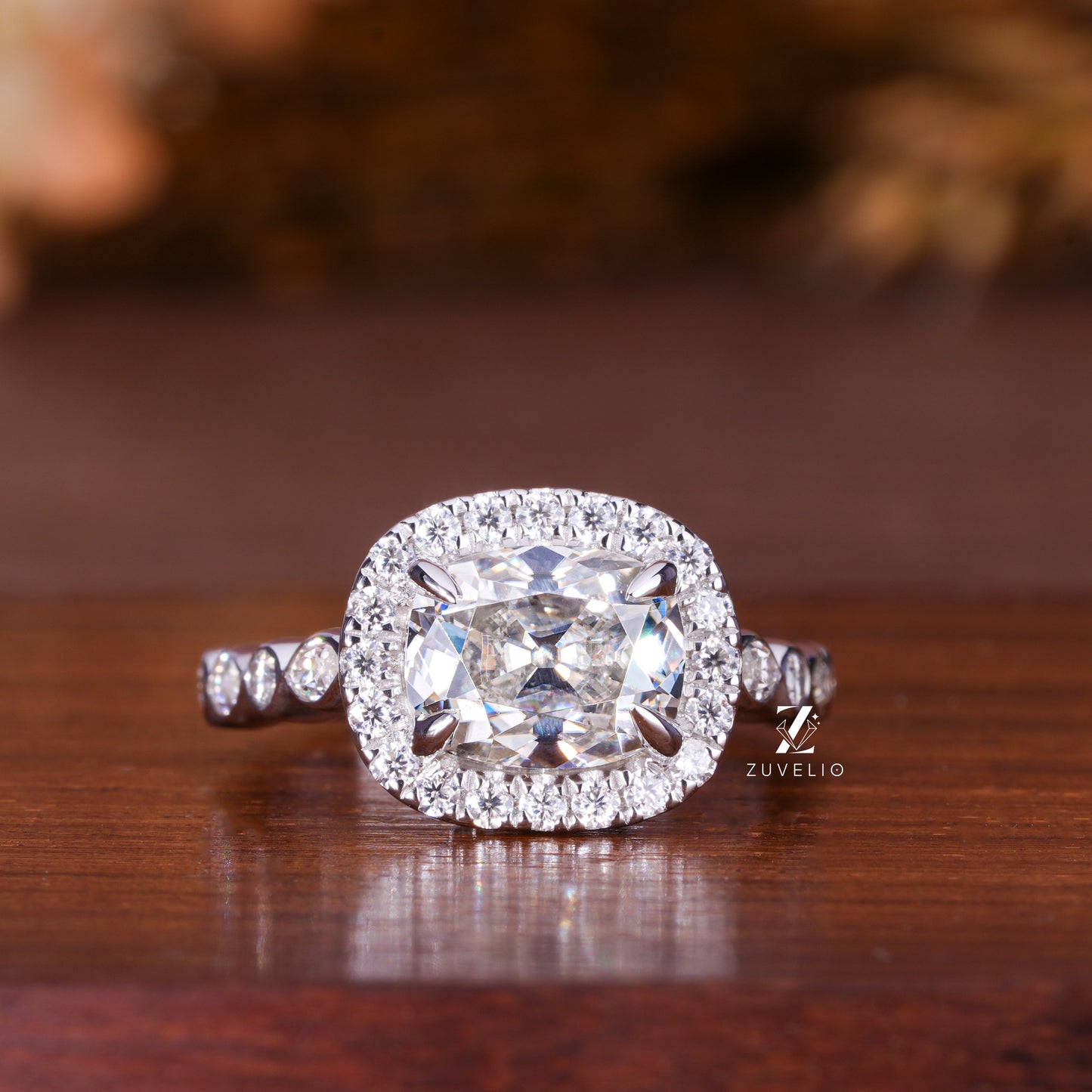 Cushion Cut Moissanite Ring