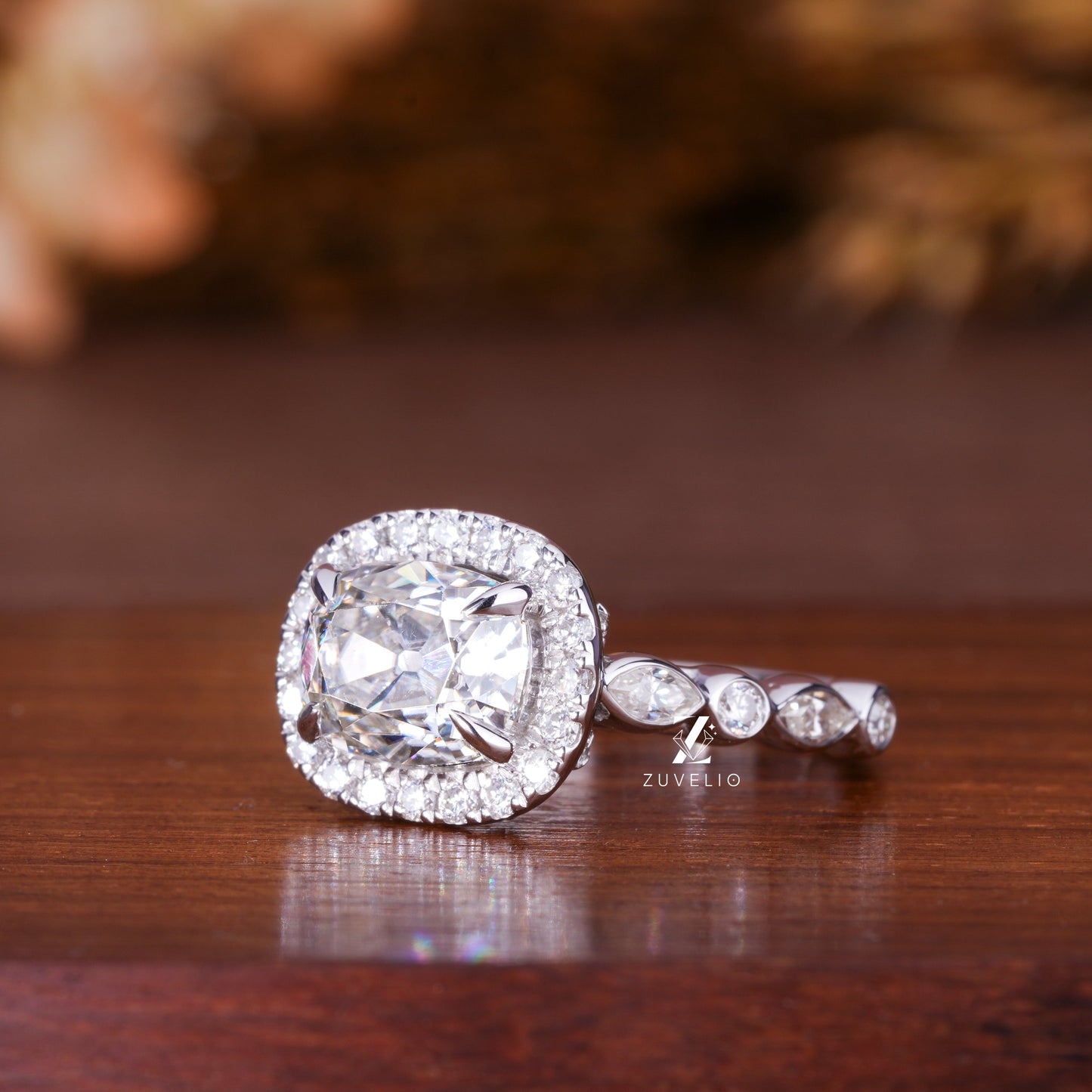 Cushion Cut Moissanite Ring