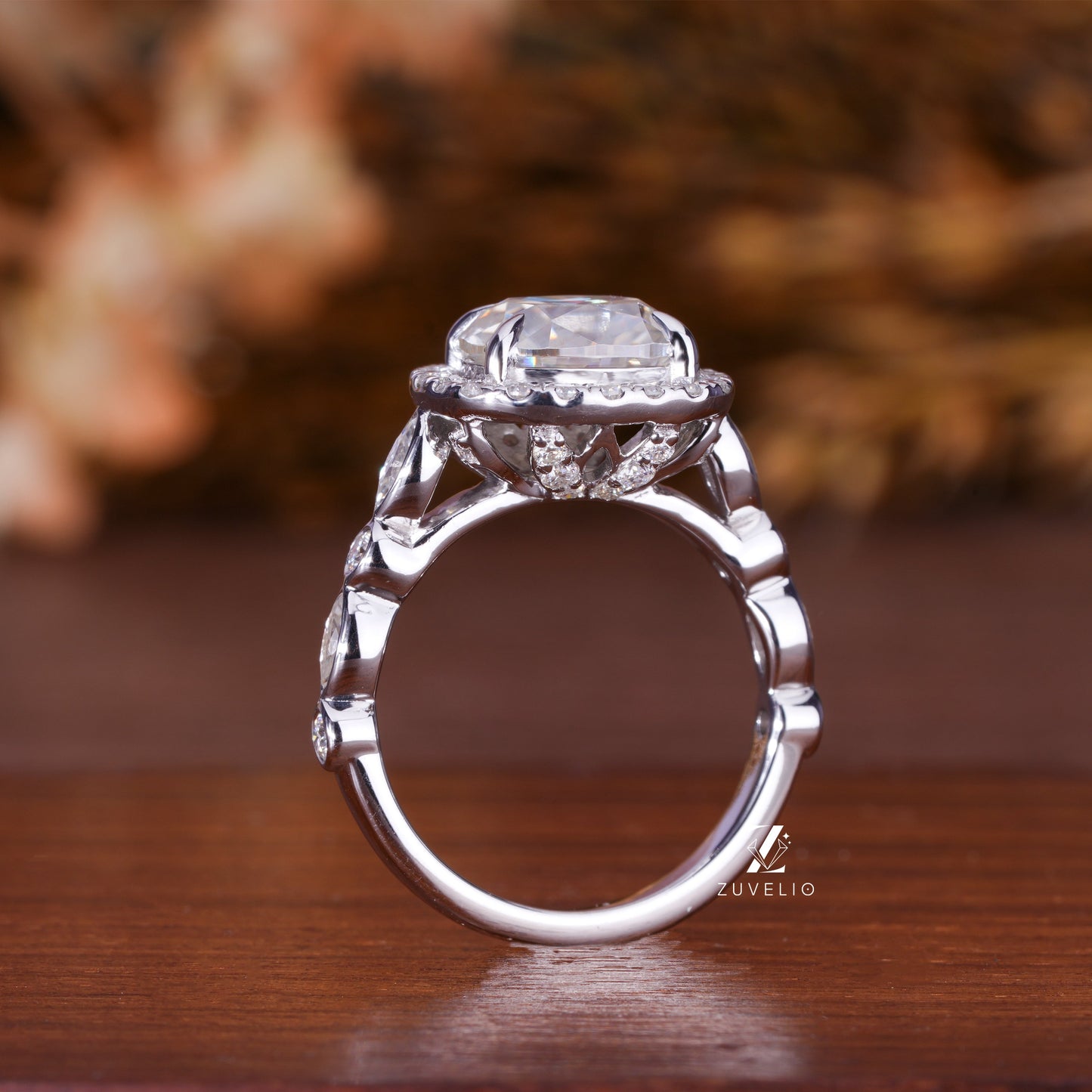 Cushion Cut Moissanite Ring