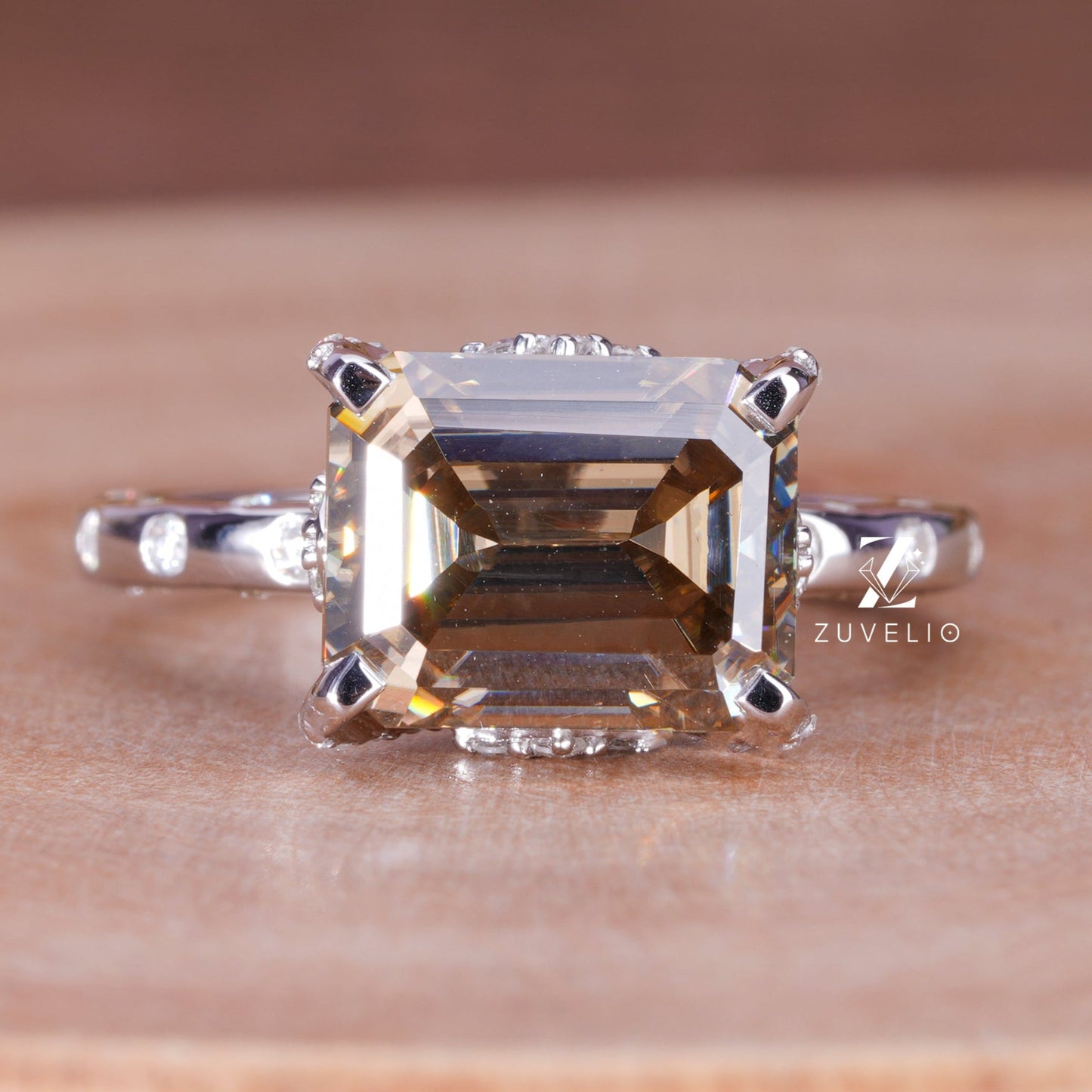 Dark Champagne Moissanite Ring