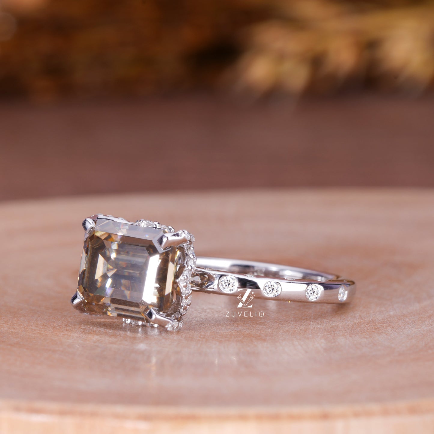 Dark Champagne Moissanite Ring