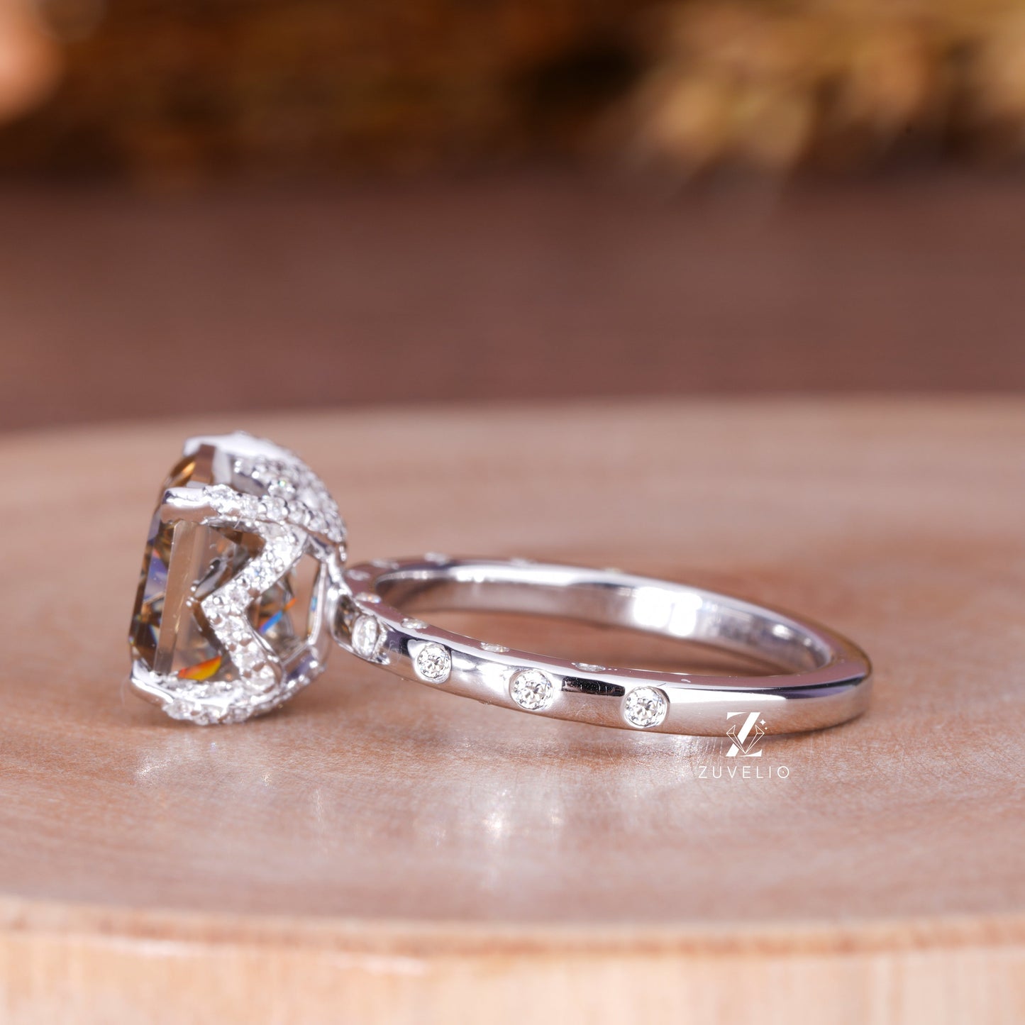 Dark Champagne Moissanite Ring