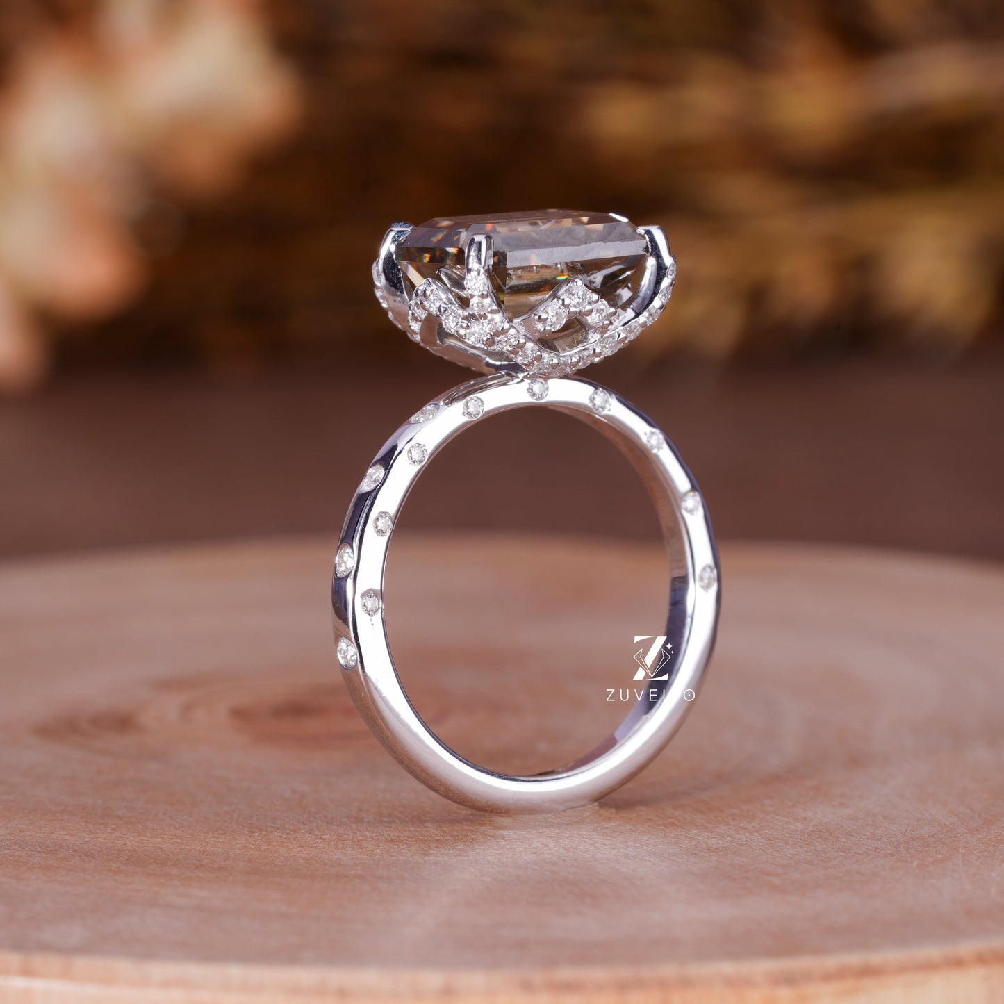Dark Champagne Moissanite Ring
